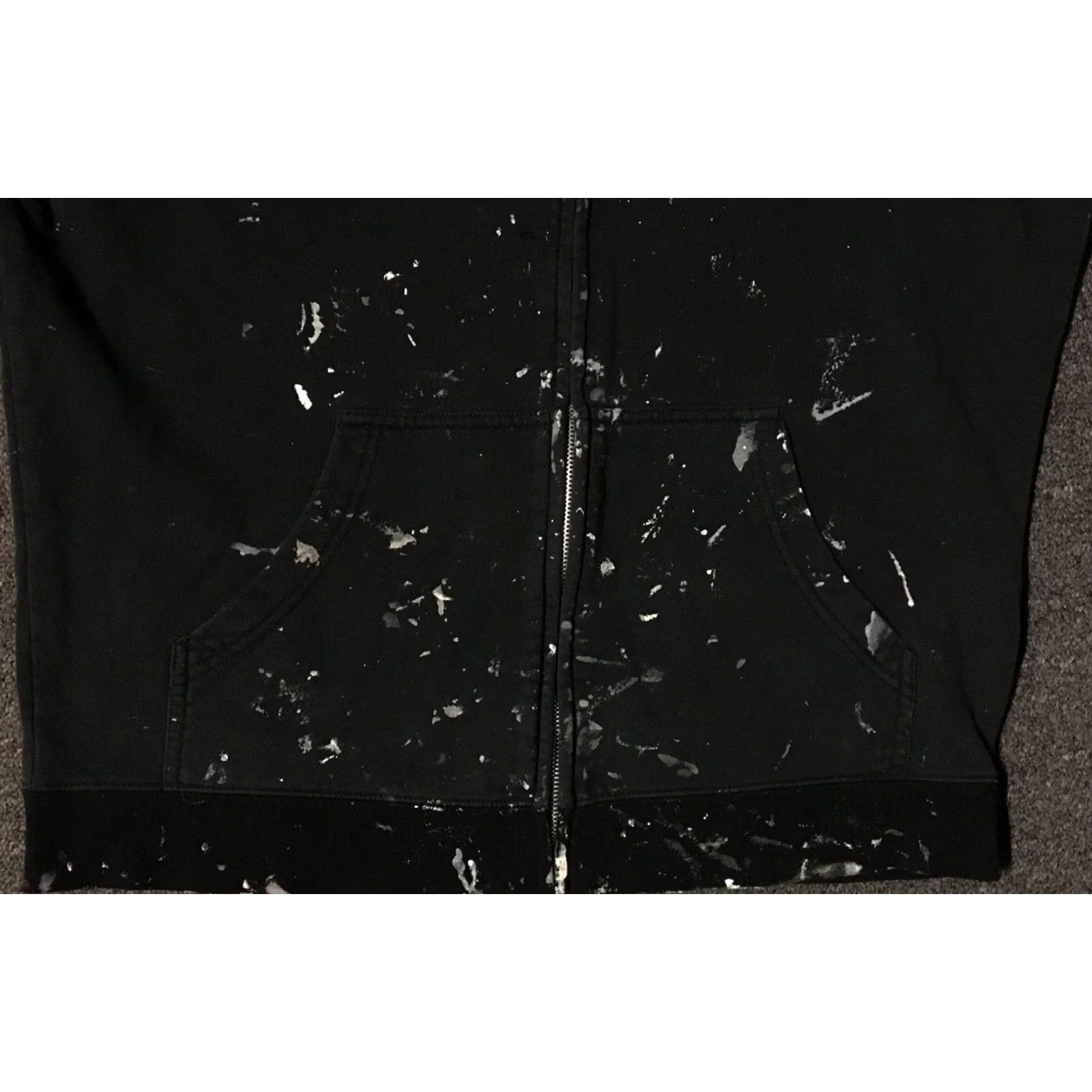 Quiksilver VINTAGE Volcom Hoodie Surf Skate Grunge Punk 90s Thrashed Faded Paint Large Black Mens Sweatshirt Full Zip Size US L / EU 52-54 / 3 - 4 Thumbnail