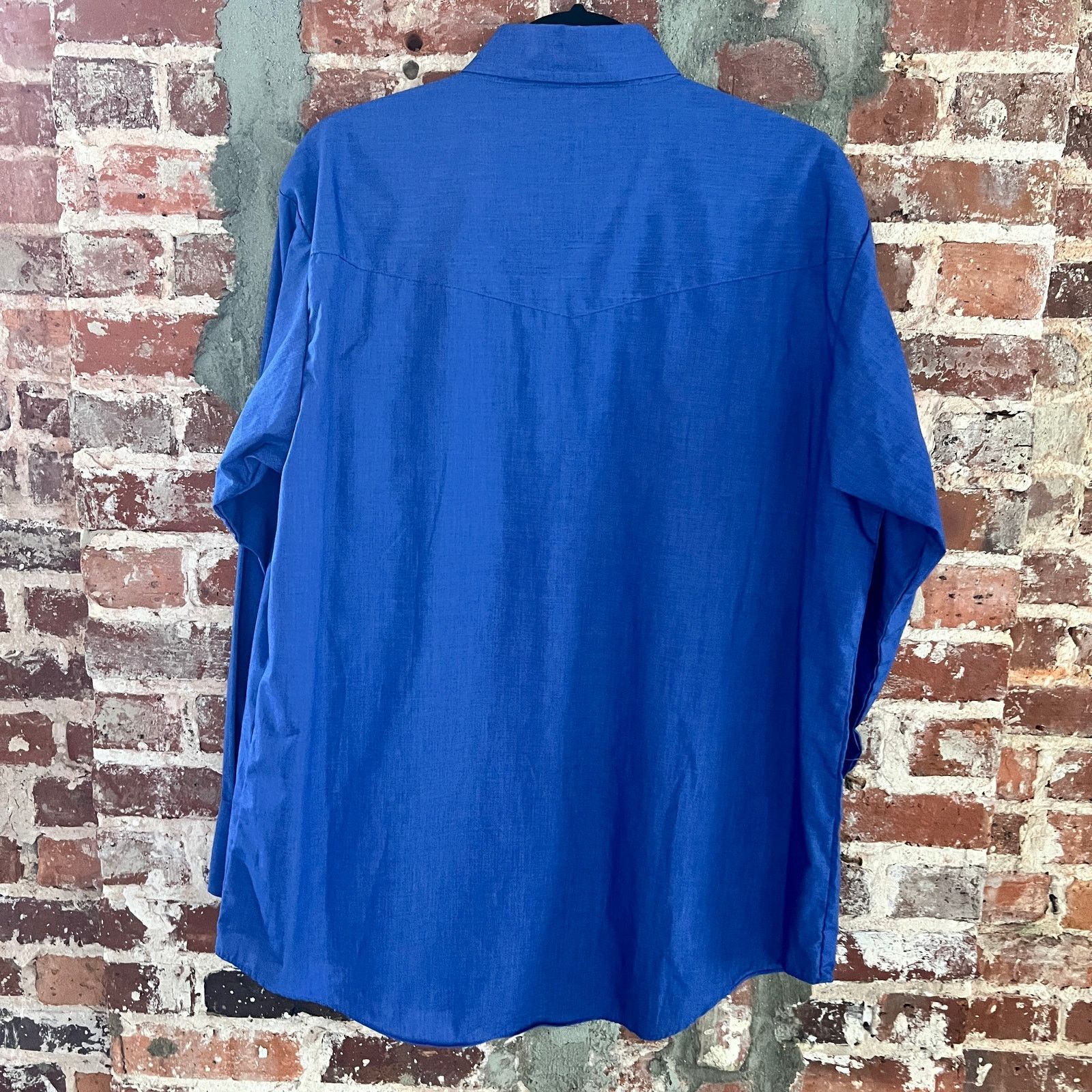 Vintage Plains Westernwear Men's Blue Pearl Snap LS Shirt L 24x31 Size US L / EU 52-54 / 3 - 4 Thumbnail
