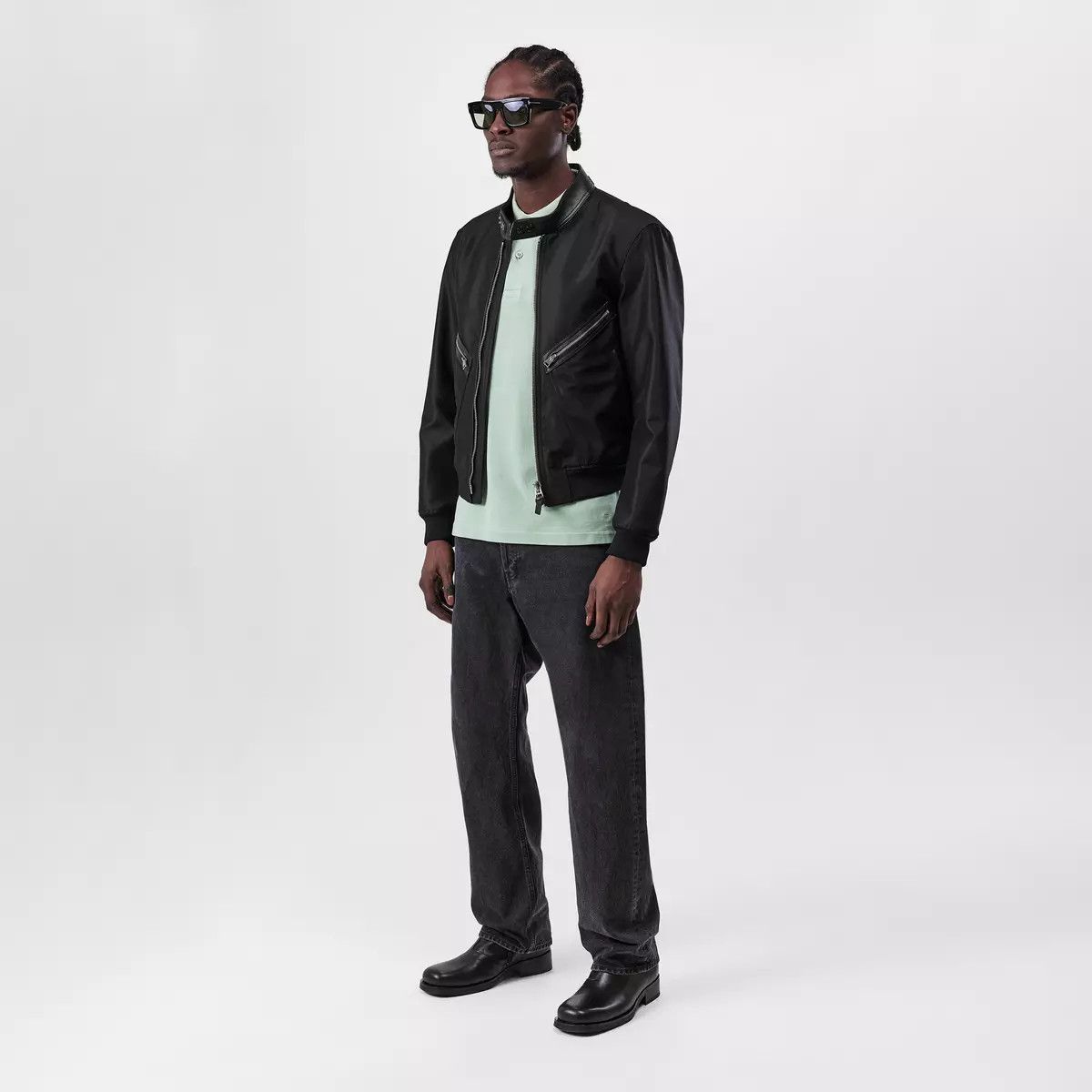 Tom Ford o1w1db10225 OBS027 Leather Trimmed Bomber Jacket in Black Size US XXL / EU 58 / 5 - 3 Thumbnail