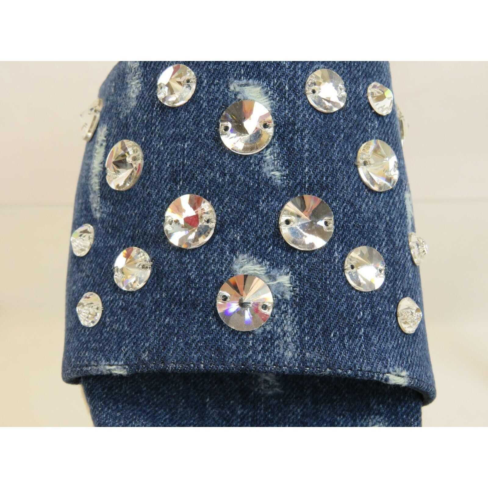 Miu Miu MIU MIU 5XX383 BLUE DENIM CRYSTALS PLATFORM ESPADRILLES 40 Size US 10 / IT 40 - 9 Thumbnail