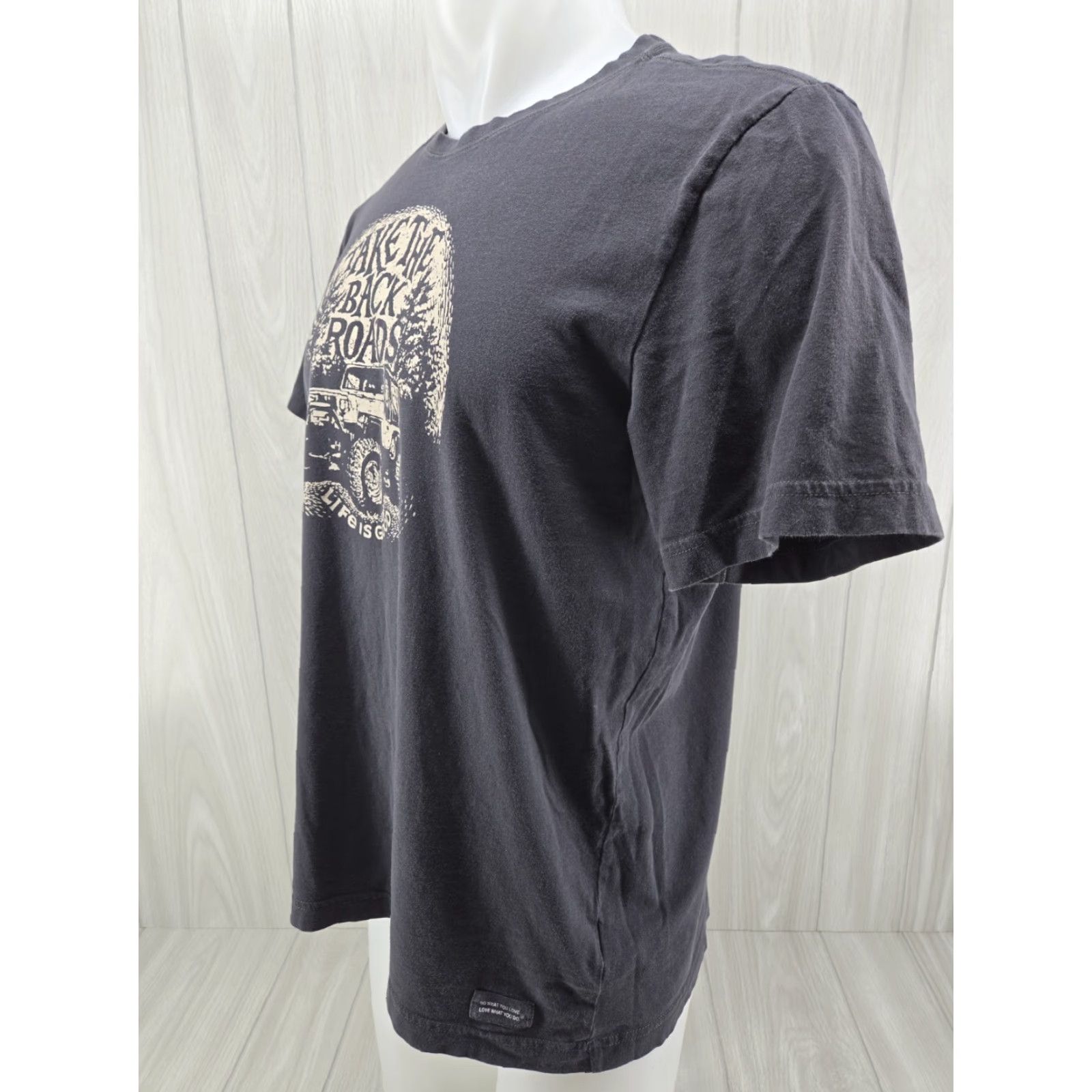 Life is Good Life is Good Mens T-Shirt Crusher Take The Back Roads Gray M Crew Neck Short Sleeve Graphic Tee Size US M / EU 48-50 / 2 - 4 Thumbnail