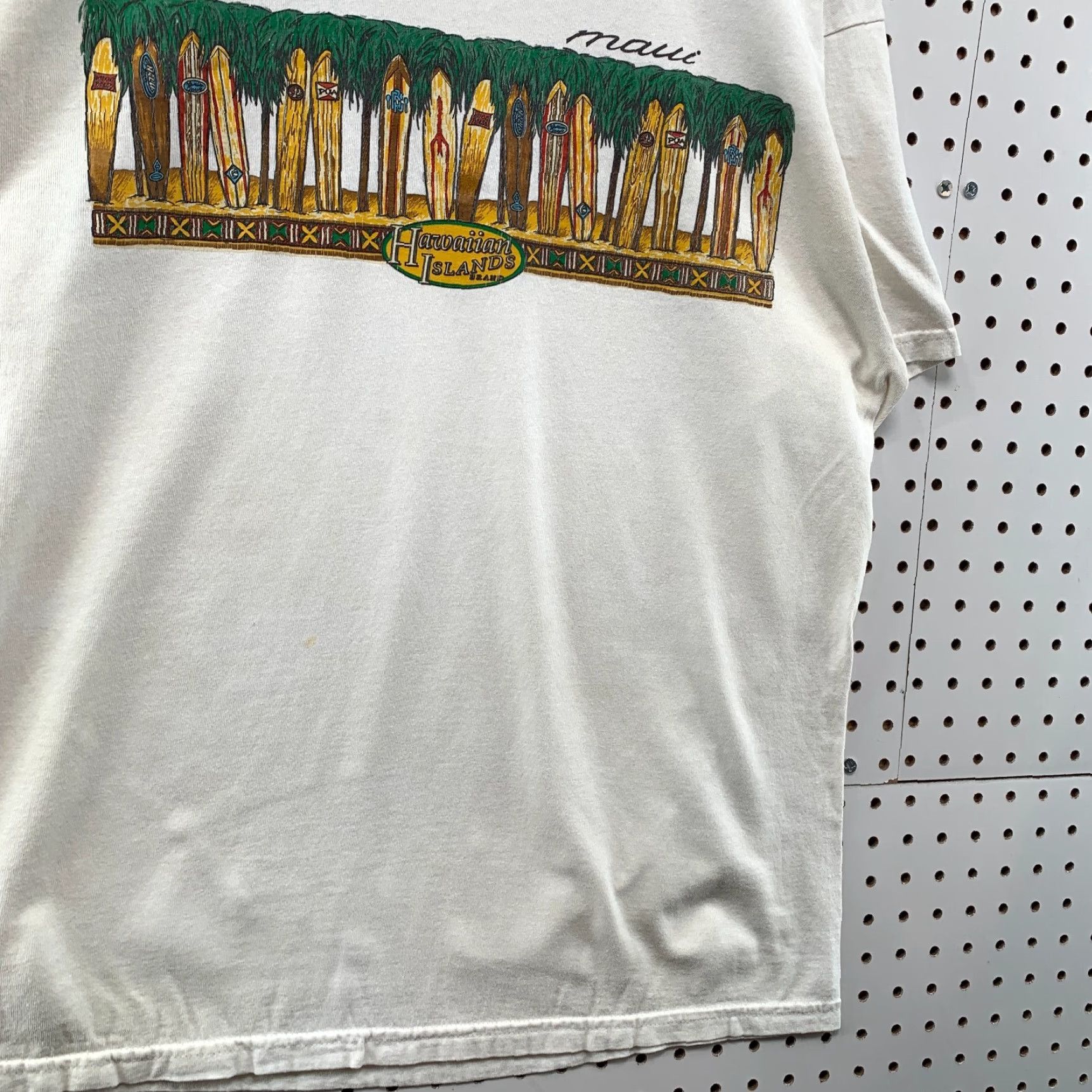 Jerzees VTG Maui Hawaiian Island Brand Shirt Adult Large White Surf Board Graphic Men L Graphic Print 80s 90s Surf Mens Size US L / EU 52-54 / 3 - 4 Thumbnail