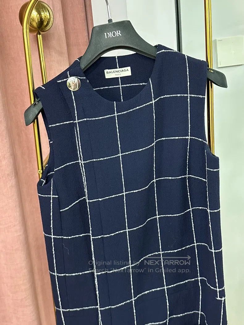 Balenciaga Balenciaga Blue plaid sleeveless dress Size XS / US 0-2 / IT 36-38 - 2 Thumbnail
