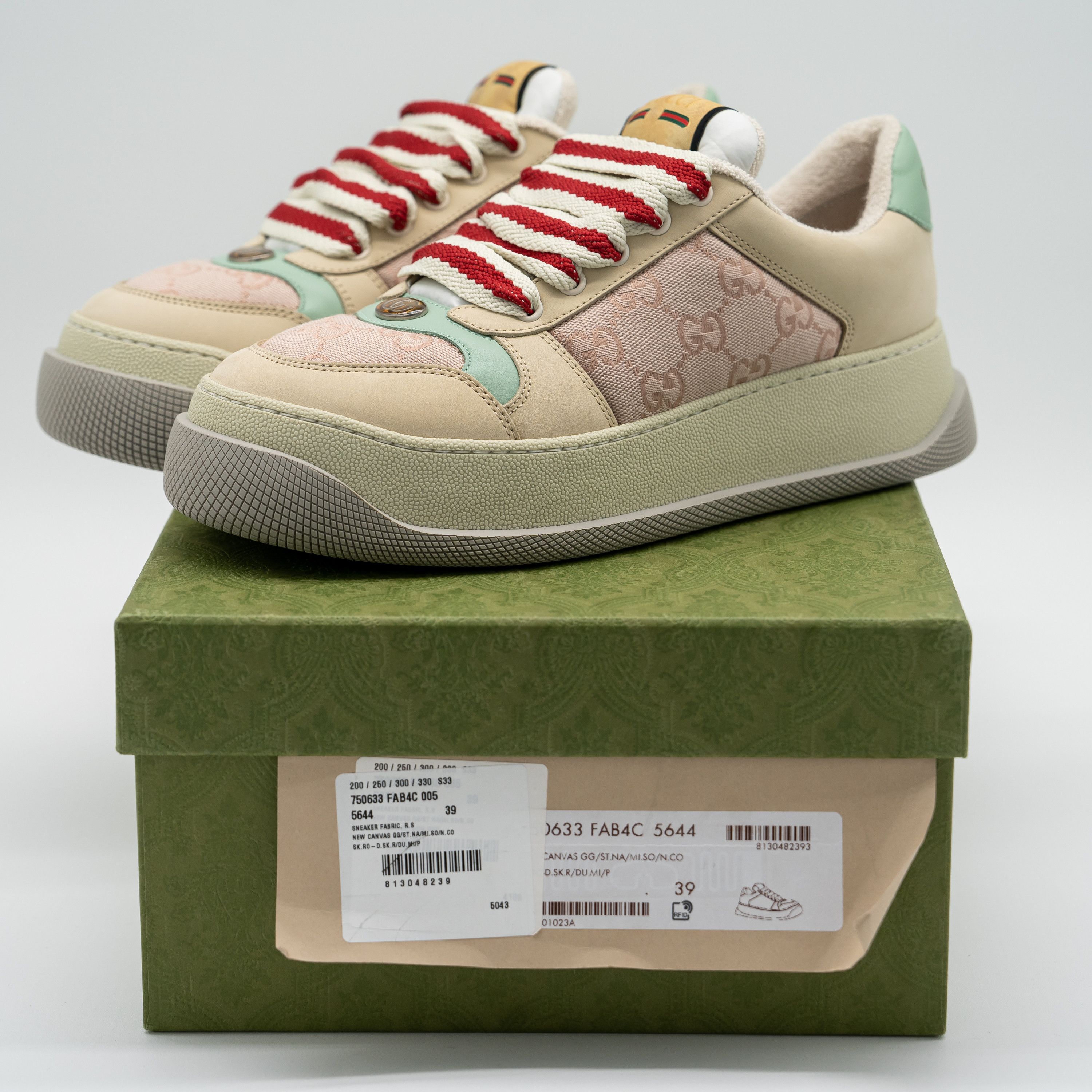 Gucci 9us Gucci Double Screener GG Monogram Beige Pink Sneakers Size US 9 / IT 39 - 13 Thumbnail