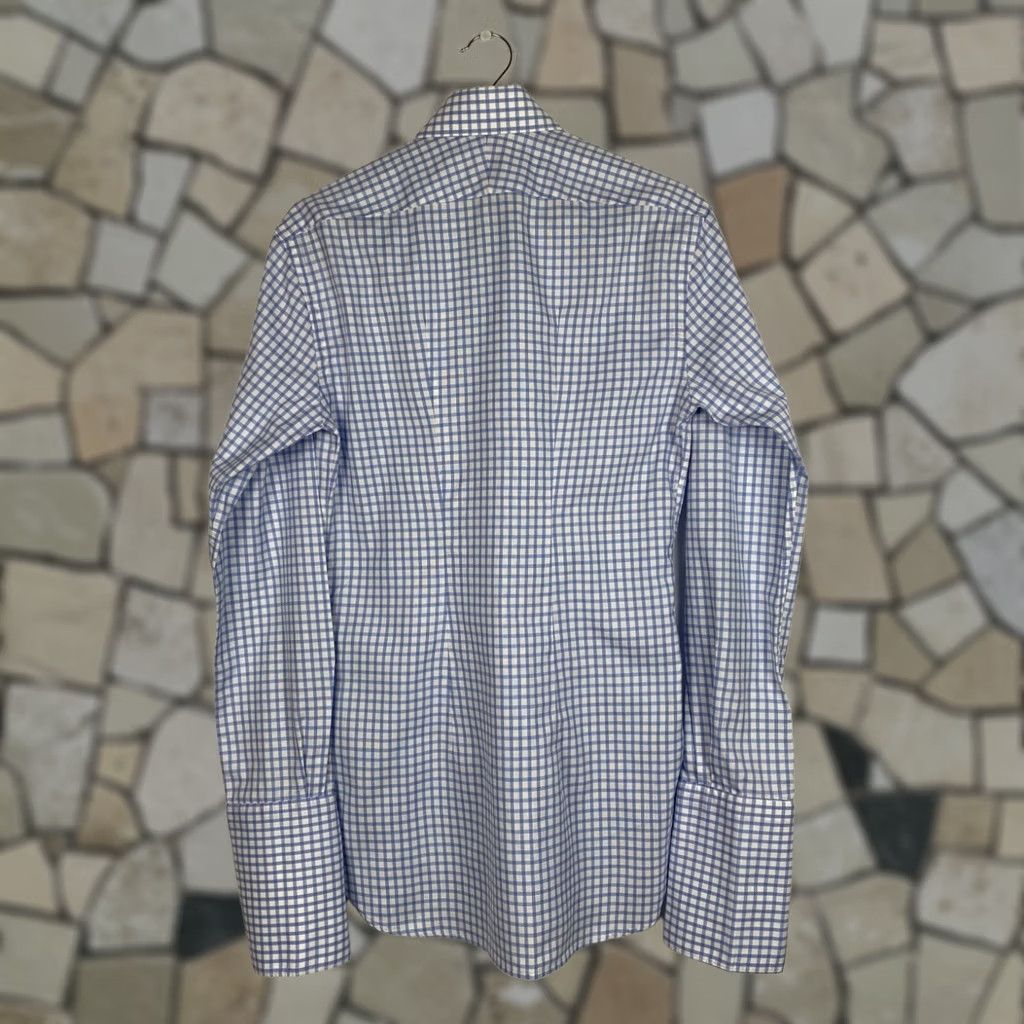 Suitsupply Suitsupply Dress Shirt Men's Blue 37 14 1/2 Cotton Button Cuff French Cuff Check 2 Ply Shirt Size 36R - 1 Thumbnail