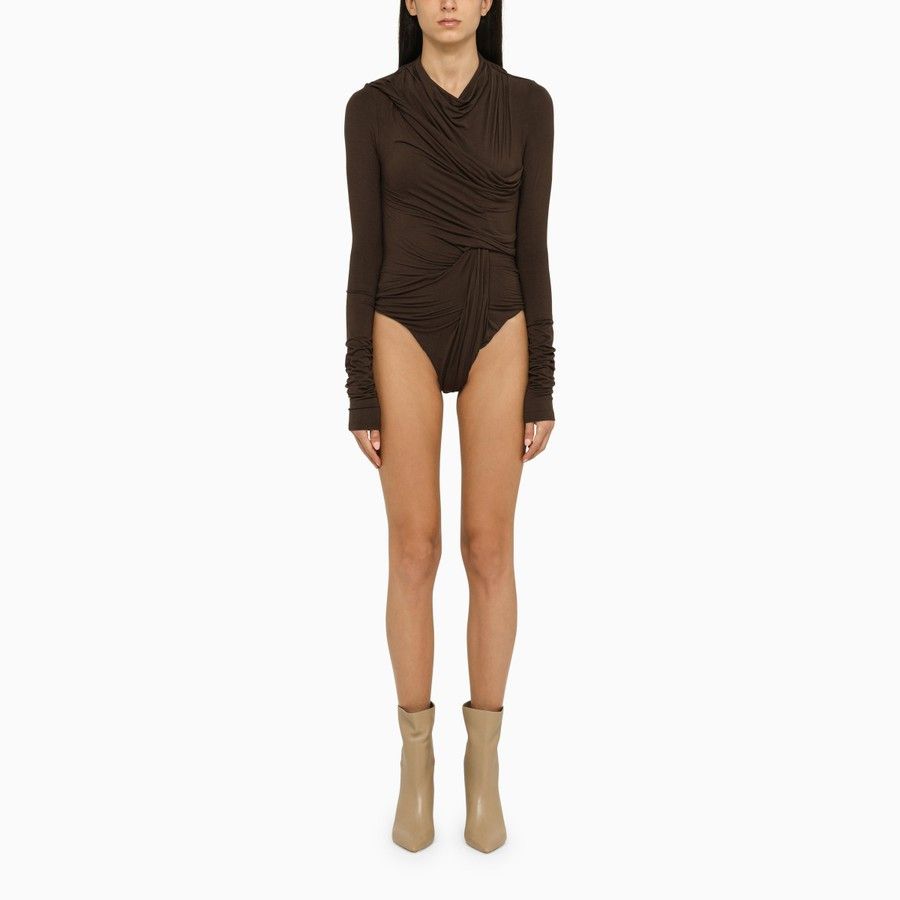 Entire Studios o1d2blof0824 Draped Viscose Syrup Bodysuit in Brown Size XS / US 0-2 / IT 36-38 - 1 Thumbnail