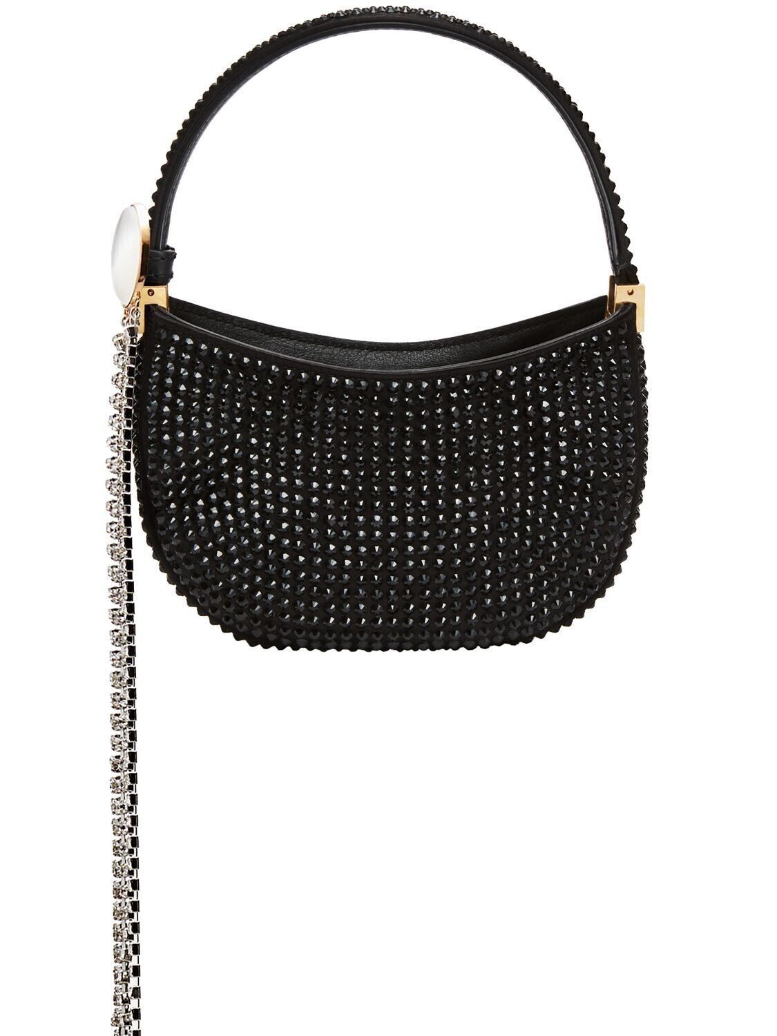 MAGDA BUTRYM Vesna Micro Black Crystal Strass Hobo Bag