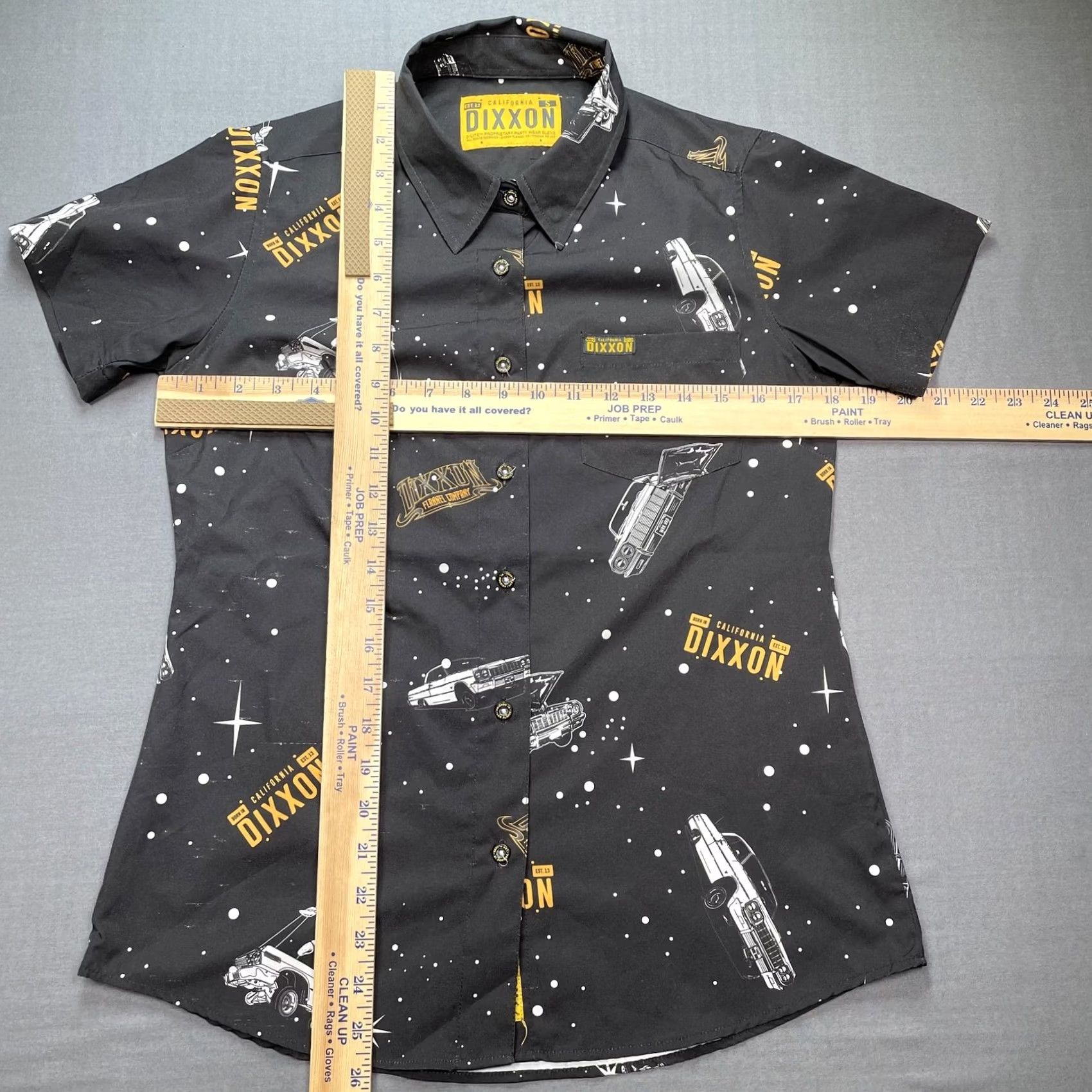 Vintage Dixxon Shirt Mens Small Black Space Car Graphic Short Sleeve Button-Up Stretch Size S / US 4 / IT 40 - 4 Thumbnail