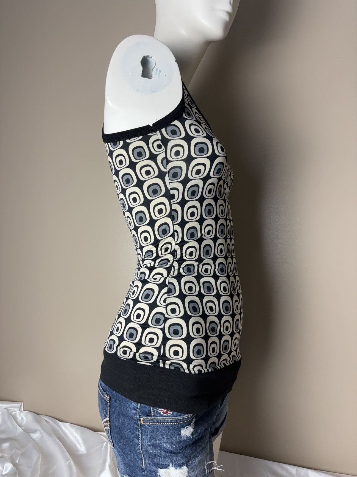 Vintage French Printed Skinny Tank Top Size S / US 4 / IT 40 - 4 Thumbnail