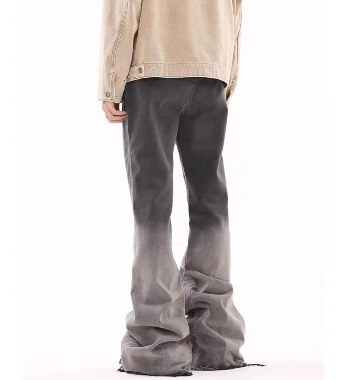 Vintage Vintage washed gradient raw edge draped micro-flare jeans Size US 34 / EU 50 - 6 Thumbnail