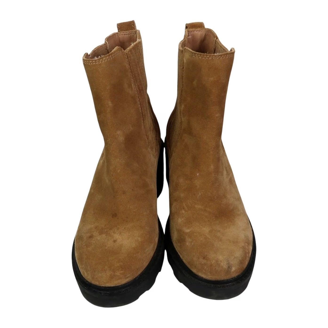 Madewell Madewell Gwenda Platform Ankle Boot Toffee Tan Suede Leather Bootie Womens Size 6 Tan Mid Heel Casual Fall Winter Spring 2" Chelsea Style Size US 6 / IT 36 - 3 Thumbnail