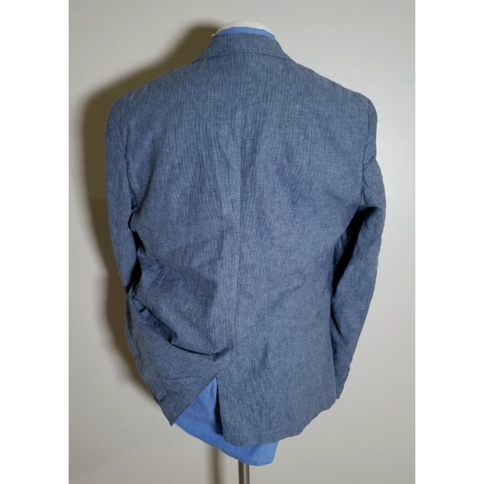Vintage Mexx Sport Coat Shirt 42R Blue Linen Tweed Notch Lapel Single-Breasted Two-Button 4-Button Sleeve Vented Men Jacket Regular Size 42R (Blue) Size US XS / EU 42 / 0 - 3 Thumbnail
