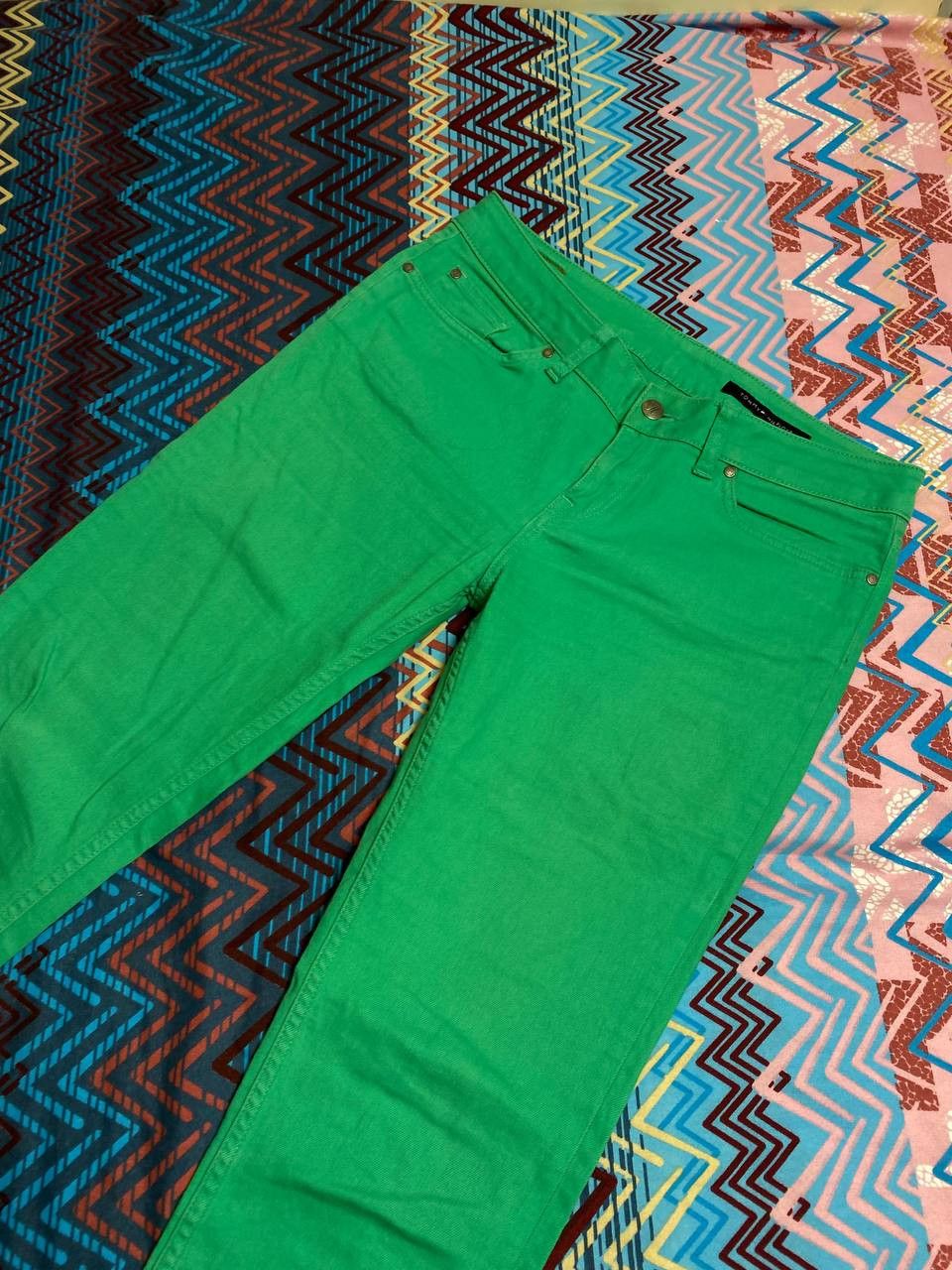 Tommy Hilfiger green jeans pants Tommy Hilfiger logo Y2K vintage Size 23" - 6 Thumbnail