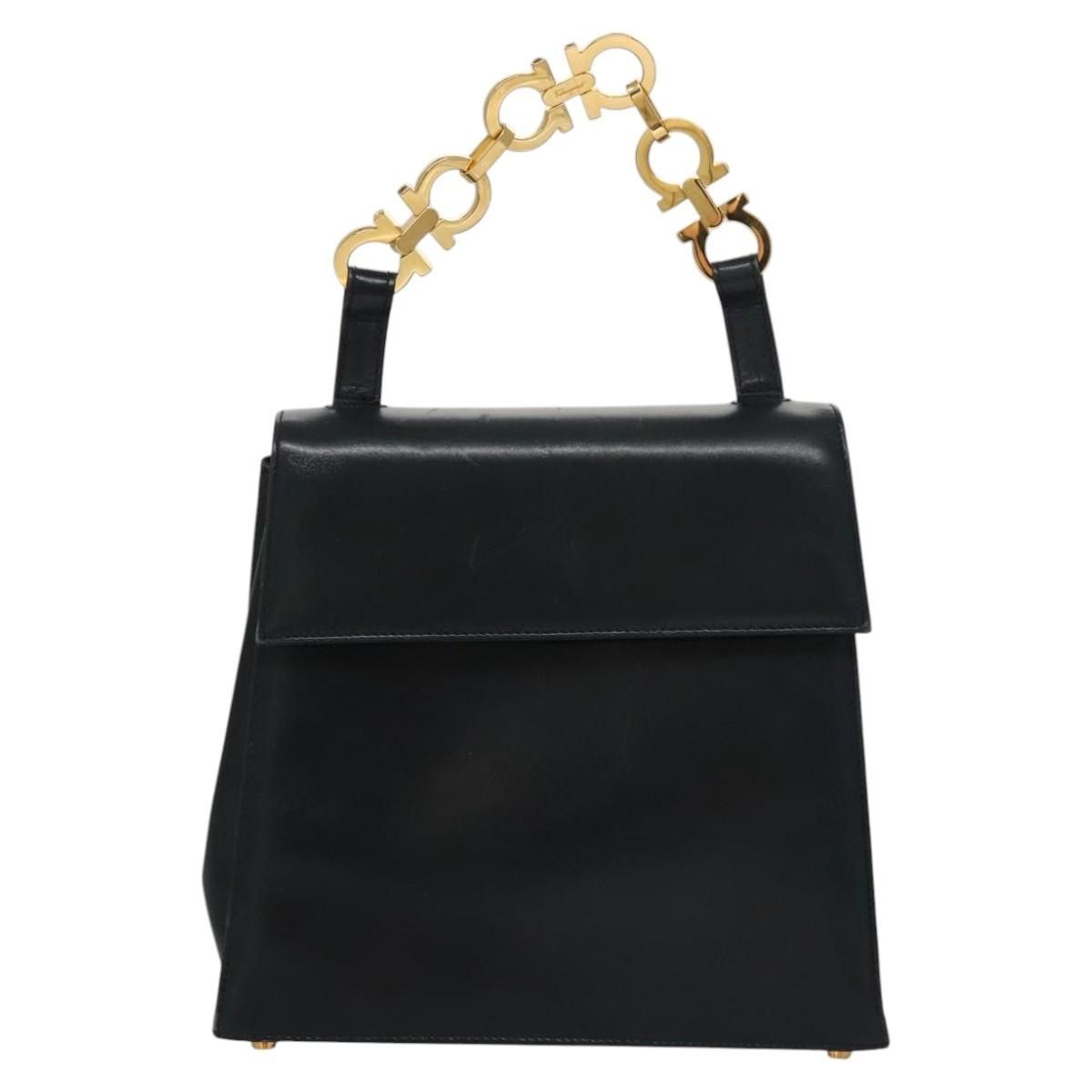 Salvatore Ferragamo Gancini Black Leather Handbag (Pre-Owned) Size ONE SIZE - 1 Thumbnail