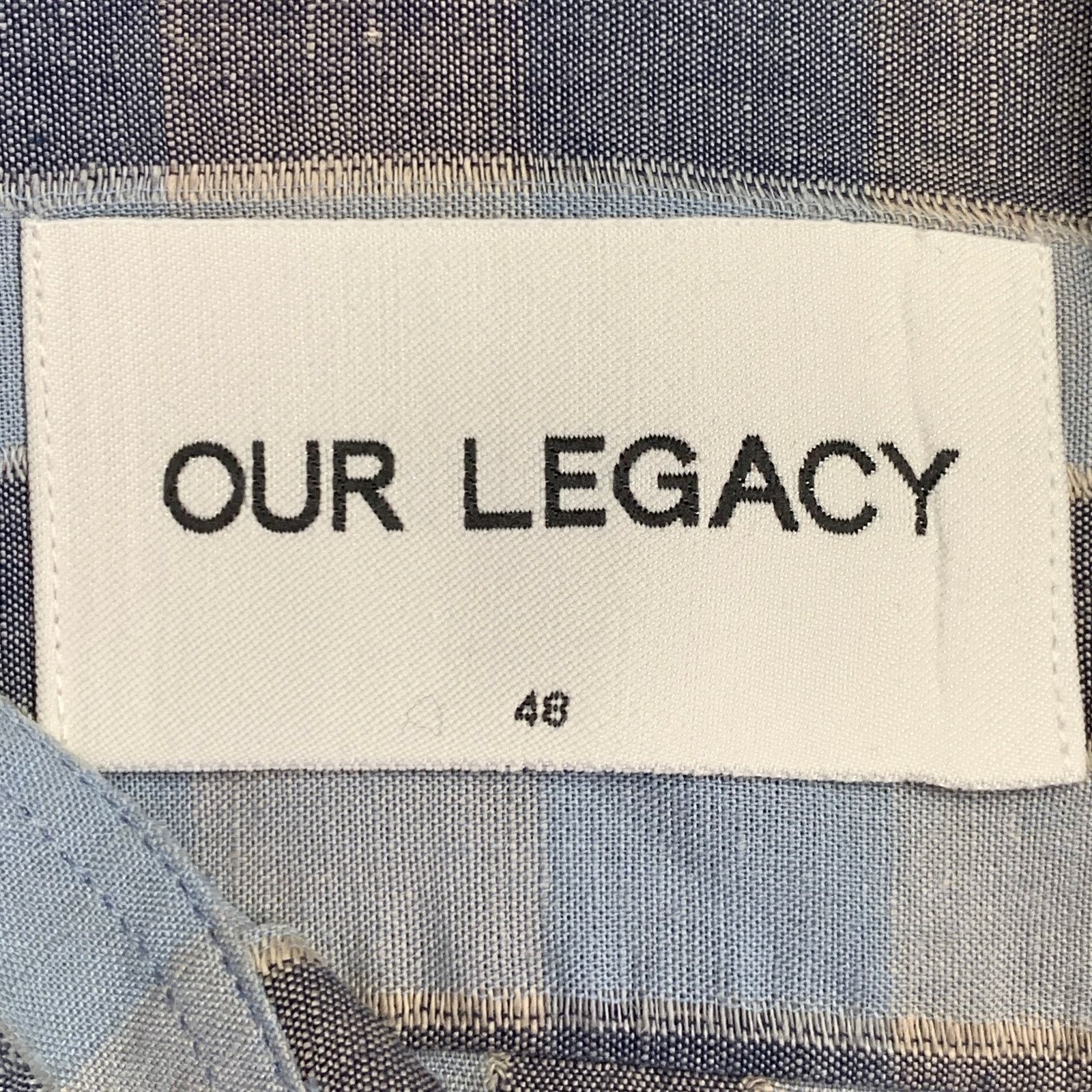 Our Legacy Blue Grey Plaid Linen Cotton One Pocket Long Sleeve Shirt Size US S / EU 44-46 / 1 - 5 Thumbnail