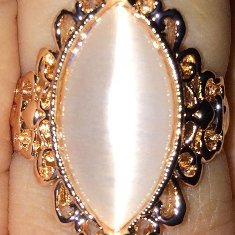 Designer 925 Silver Vintage Pink Opal Rose Gold Ring - Size 7 Size ONE SIZE - 1 Thumbnail
