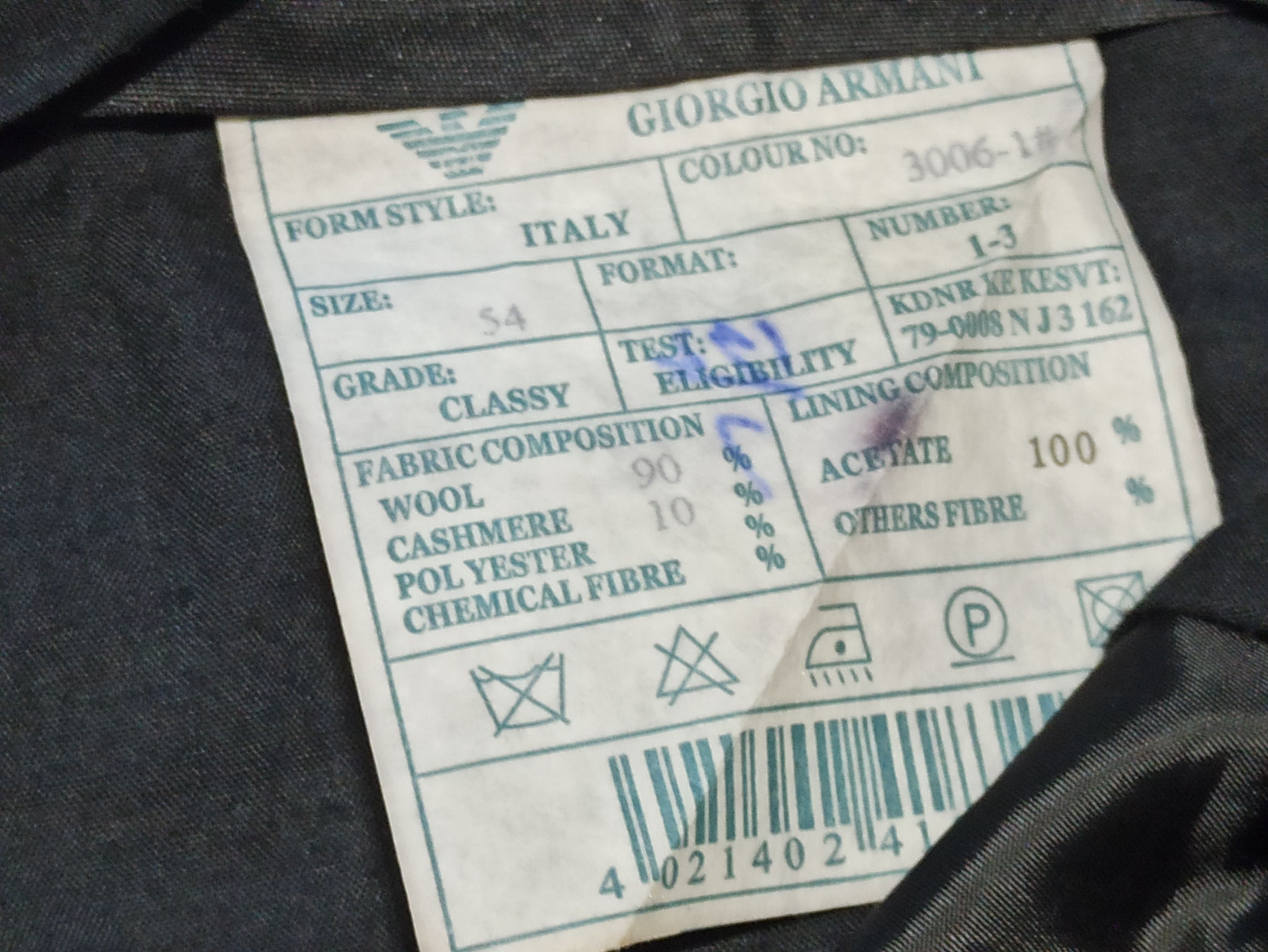 Giorgio Armani Giorgio Armani Navy Blue Wool & Cashmere 2-Piece Suit EU 54 Size 54R - 8 Thumbnail
