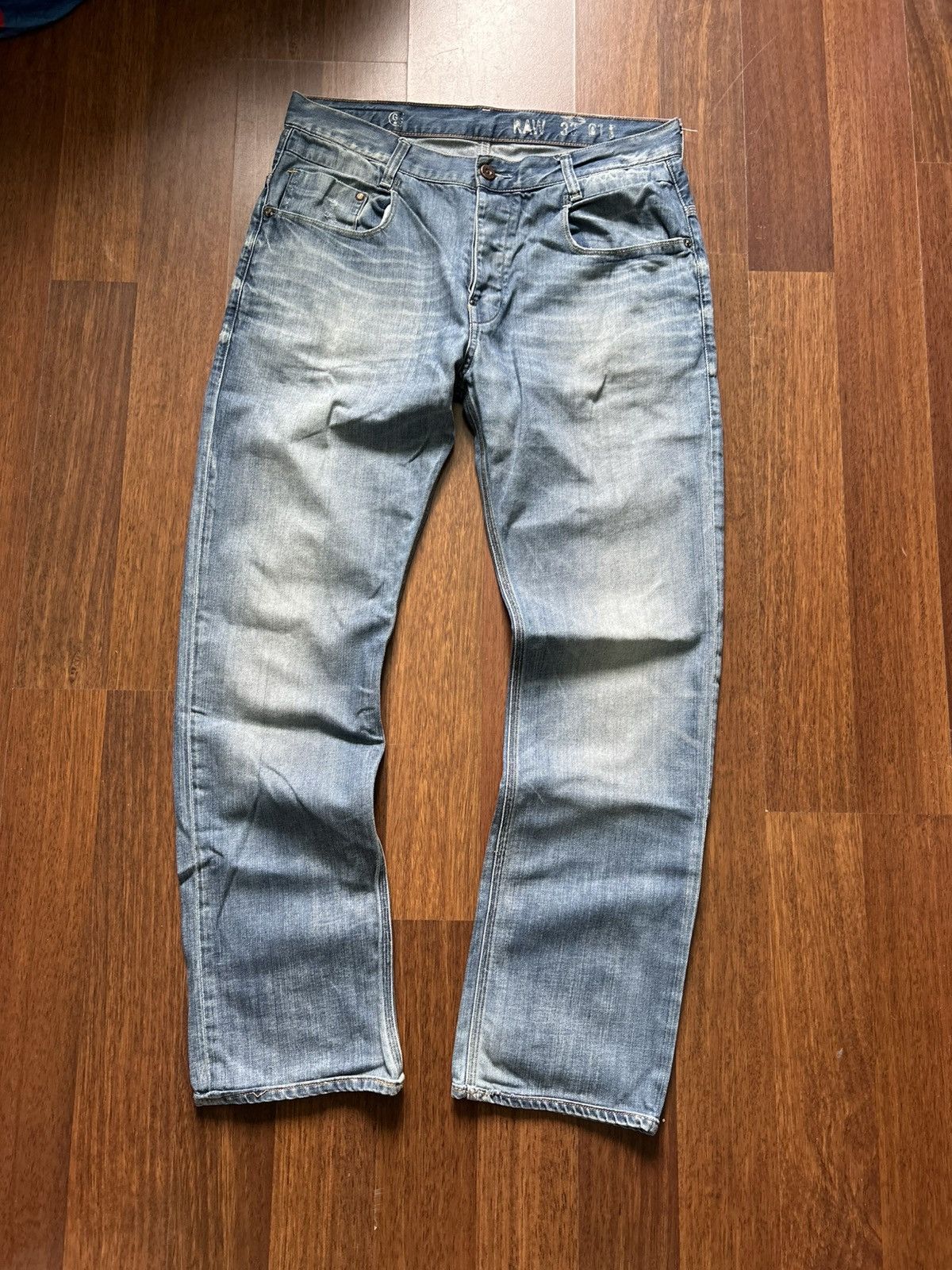 G-Star Vintage G-Star Raw 3301 Denim Men’s Jeans Faded Wash Size M Size US 33 - 8 Thumbnail