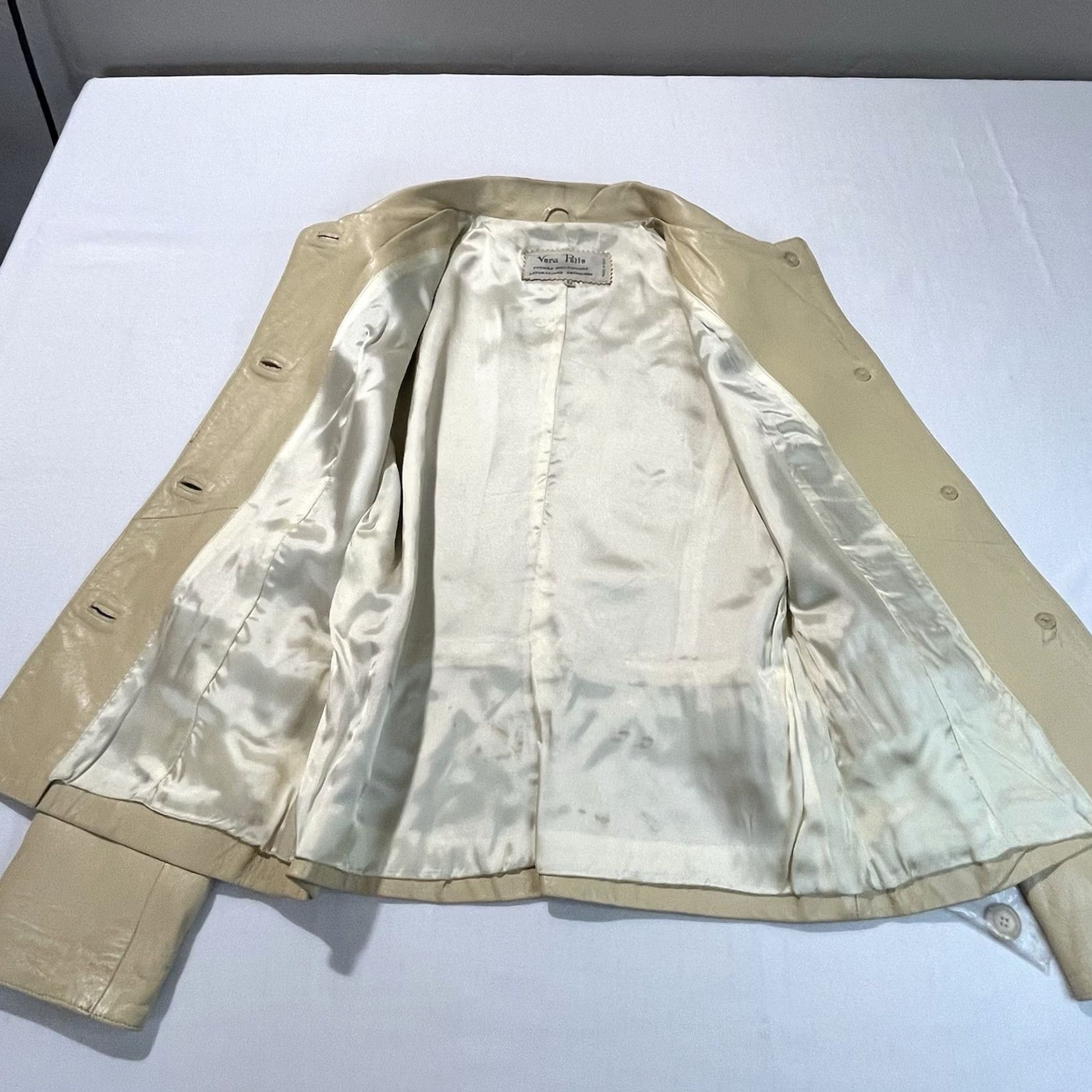 Vera Pelle Vera Pelle Leather Jacket Women M Beige 42 Italian Made in Italy Size M / US 6-8 / IT 42-44 - 6 Thumbnail