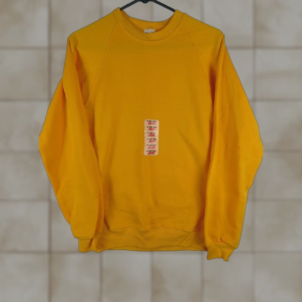 Jerzees VINTAGE JERZEES Sweatshirt 90s USA XL Yellow Crew Neck Pullover NWT Men's Long Sleeve Casualwear nublend Size US XL / EU 56 / 4 - 1 Thumbnail