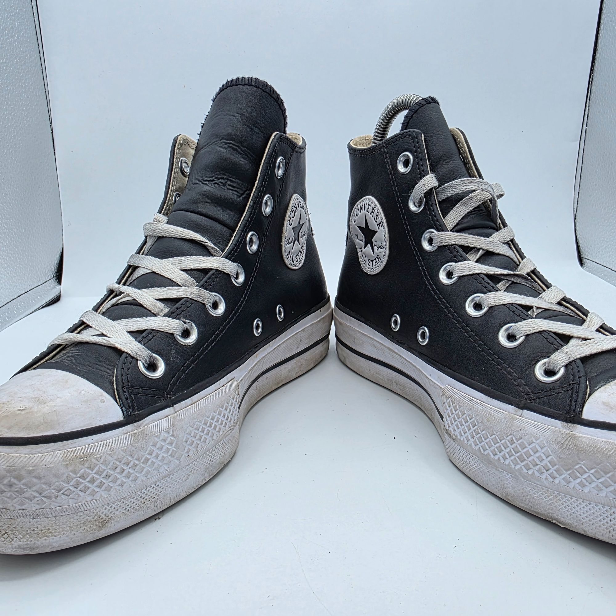 Converse Converse All Star Platform Hi Womens Size 7 Black Leather Sh Size US 7 / IT 37 - 3 Thumbnail