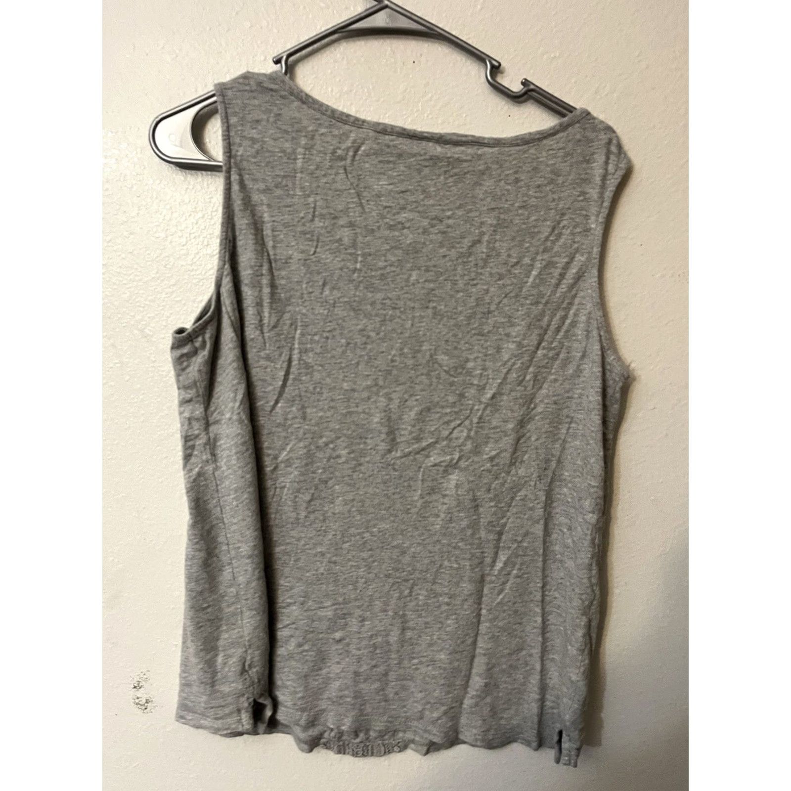 Banana Republic Womens Banana Republic Tank Top Sleeveless Gray Crochet Trim Size L Casual Modern 90s Womens Boys Girls Mens Size L / US 10 / IT 46 - 3 Thumbnail