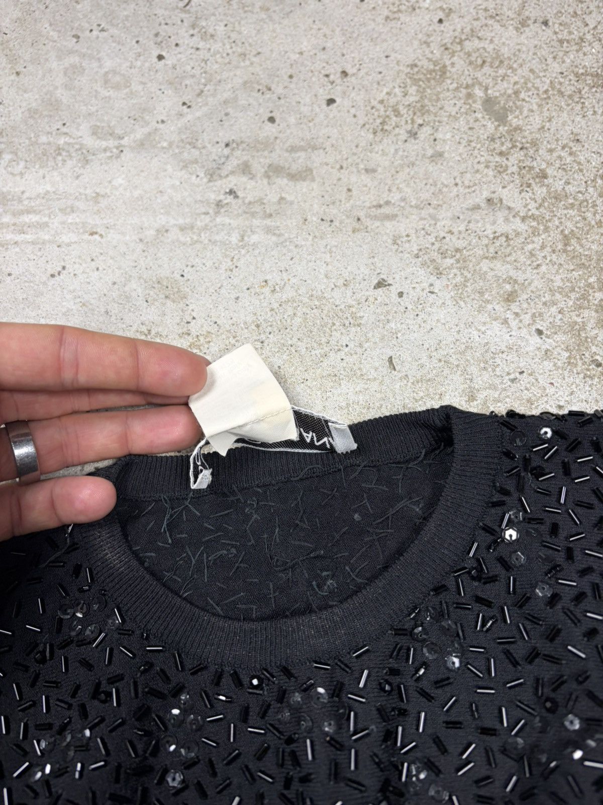 Dolce & Gabbana SS 1999 Dolce & Gabbana Runway Beaded Black Ultra Crop Top Size M / US 6-8 / IT 42-44 - 8 Thumbnail