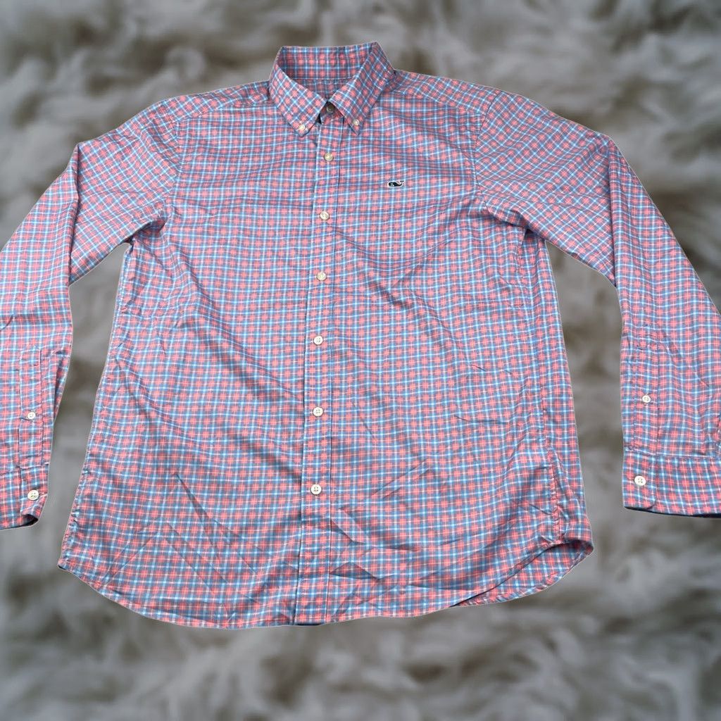Vineyard Vines Vineyard Vines Shirt Mens M Blue Men Performance Classic Whale Pink Plaid Size US M / EU 48-50 / 2 - 1 Thumbnail