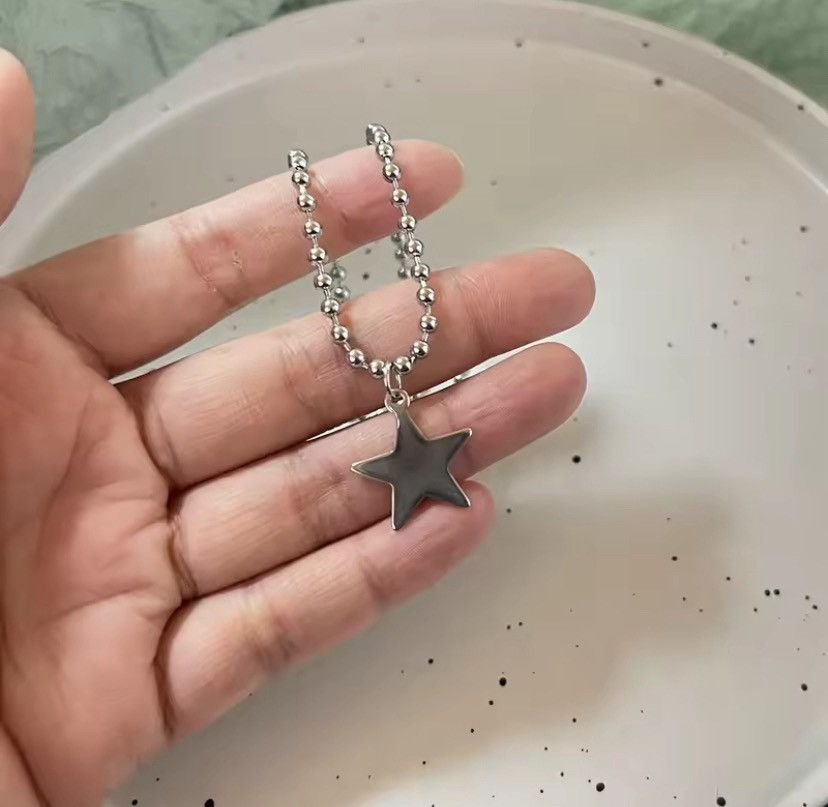 Other Kpop Goth Silver Color Star Pendant Chain Necklace Size ONE SIZE - 3 Thumbnail