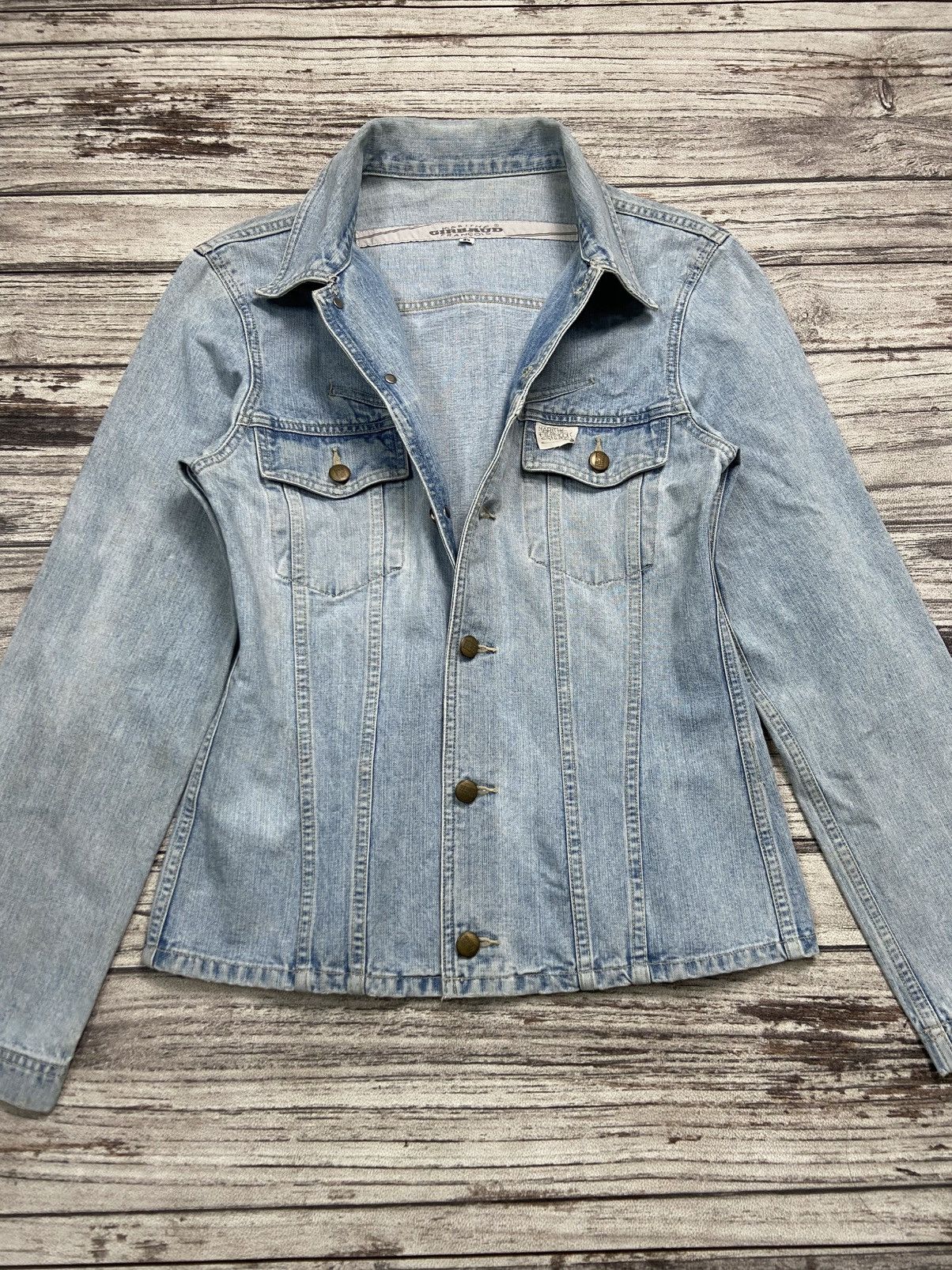 Marithe + Francois Girbaud × Vintage 00s Marithe Francois Girbaud Washed Light Blue Denim Jacket Size M / US 6-8 / IT 42-44 - 3 Thumbnail