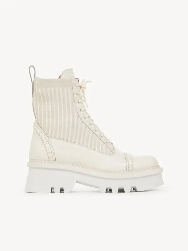 Chloe o1y0825 Leather Ankle Boots in Ivory Size US 7 / IT 37 - 1 Thumbnail