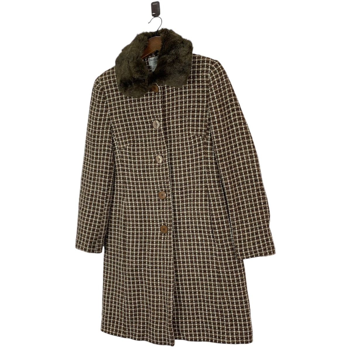 Designer × Vintage Vintage Charles Gray London Fur Tweed Designer Overcoat Size XS / US 0-2 / IT 36-38 - 2 Thumbnail