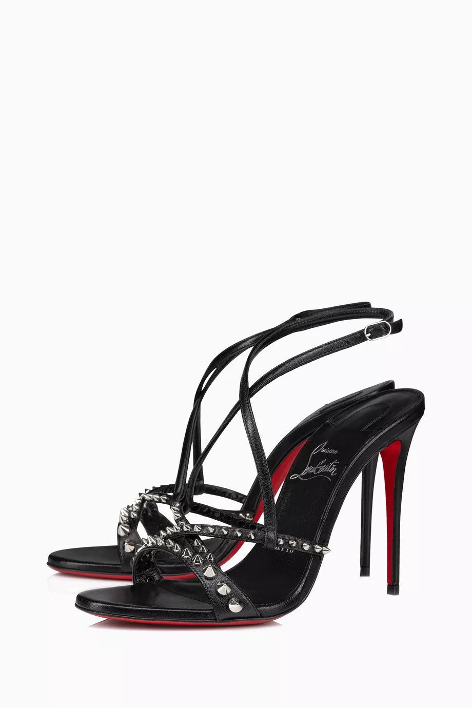Christian Louboutin o1bcso1str0825 Tatooshka Spikes 100 Sandals Leather in Black Size US 7 / IT 37 - 2 Thumbnail