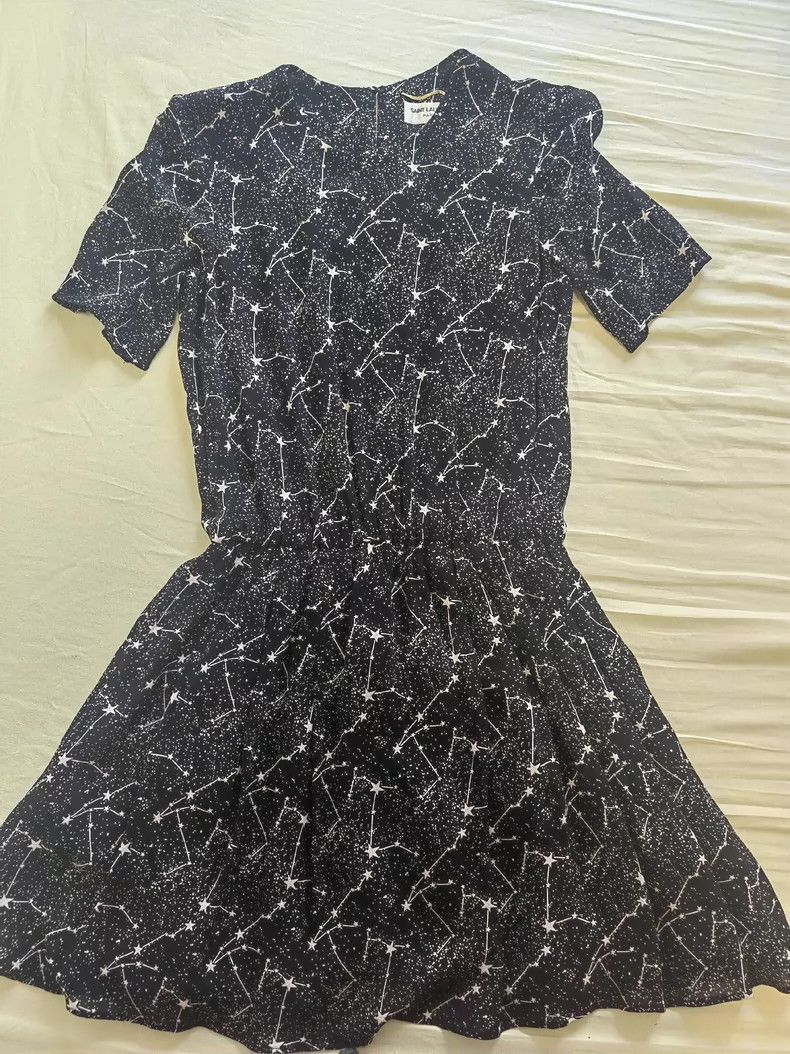 Yves Saint Laurent YSL Starry Silk Dress in Size 36-2508 Size 41" - 1 Thumbnail