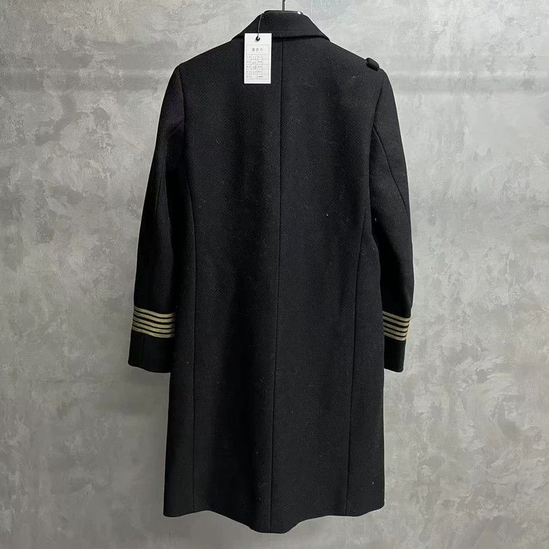 Yves Saint Laurent saint laurentBlack solid court lapel double-breasted coat 2 Size XS / US 0-2 / IT 36-38 - 5 Thumbnail