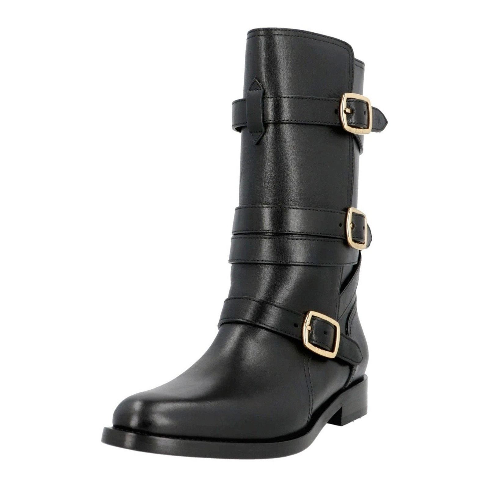 Celine $1450 NEW CELINE Leather Biker Boots US8 EU38 Black Logo . Size US 8 / IT 38 - 2 Thumbnail