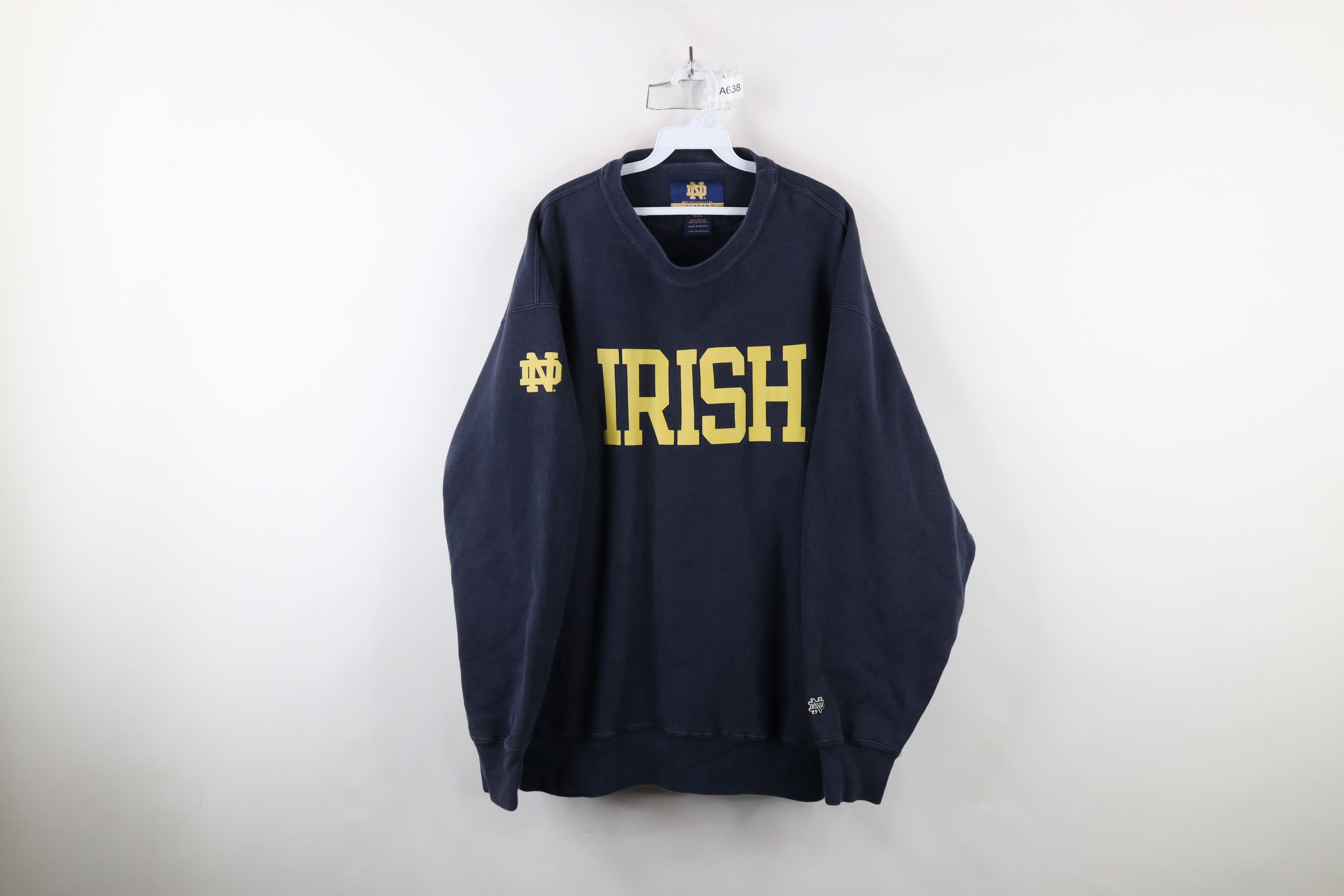 Vintage Vintage 90s Reverse Dame University Sweatshirt Blue Irish Size US XXL / EU 58 / 5 - 1 Thumbnail