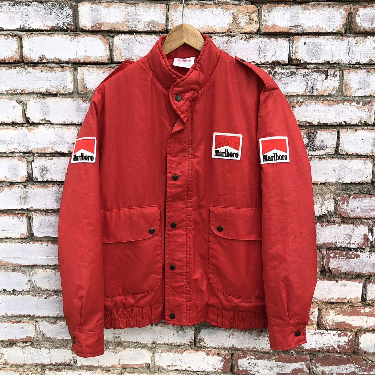 Marlboro Vintage 90s Marlboro Big Logo Racing Bomber Jacket Size US L / EU 52-54 / 3 - 1 Thumbnail