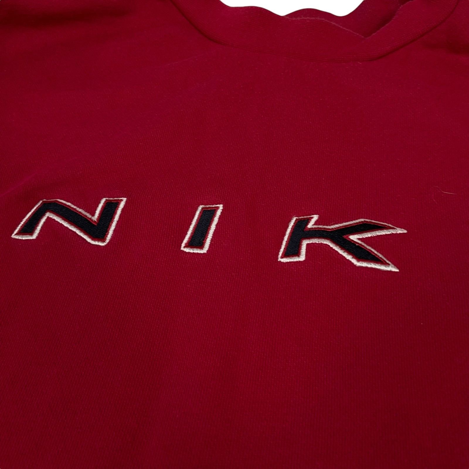 Nike × Vintage VTG Nike Mens Red Spellout Crew Neck Pullover Sweatshirt XL Size US XL / EU 56 / 4 - 2 Thumbnail