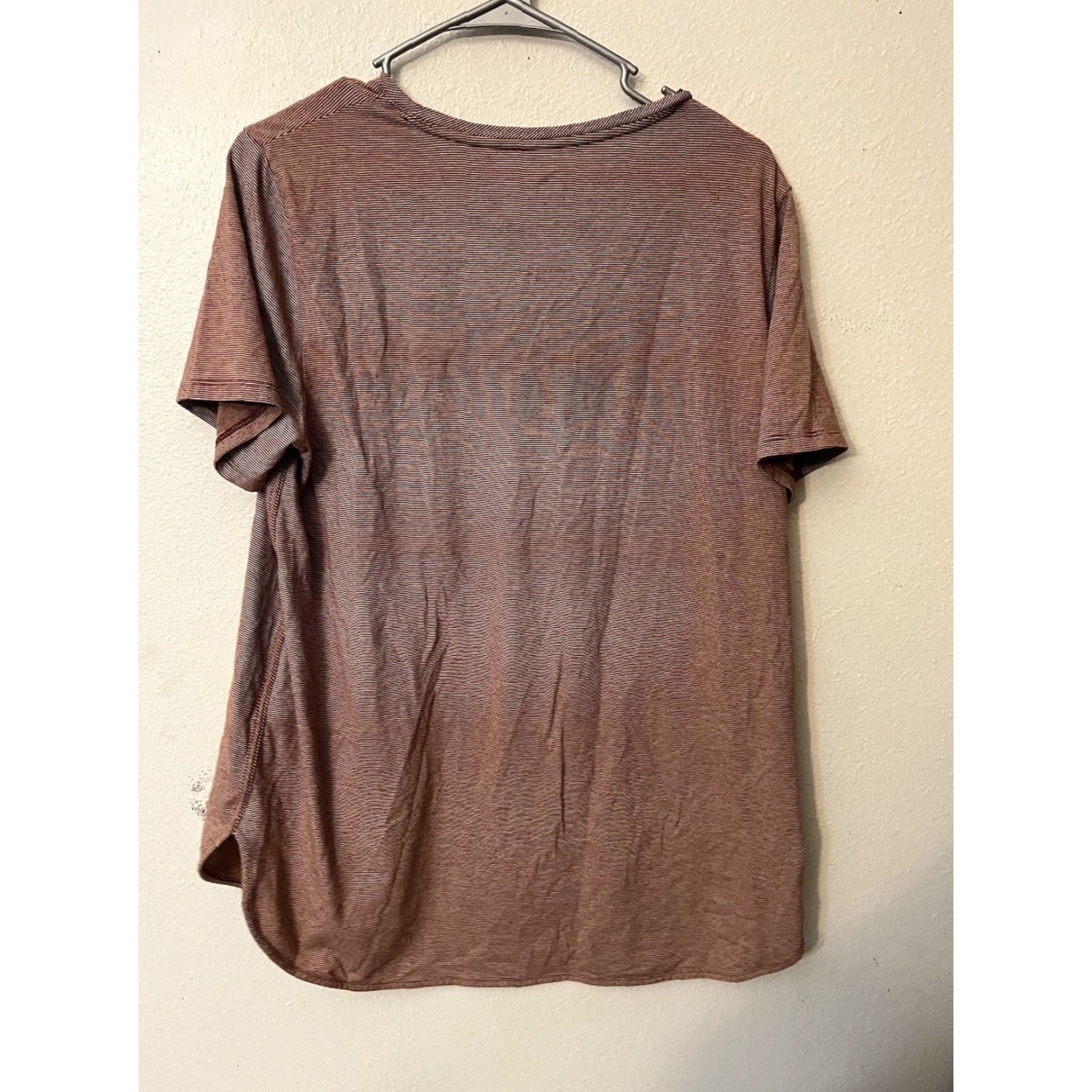 Lands' End Lands' End T-Shirt Maroon Striped L 14-16 Cotton Blend Women's Short Sleeve Size L / US 10 / IT 46 - 2 Thumbnail