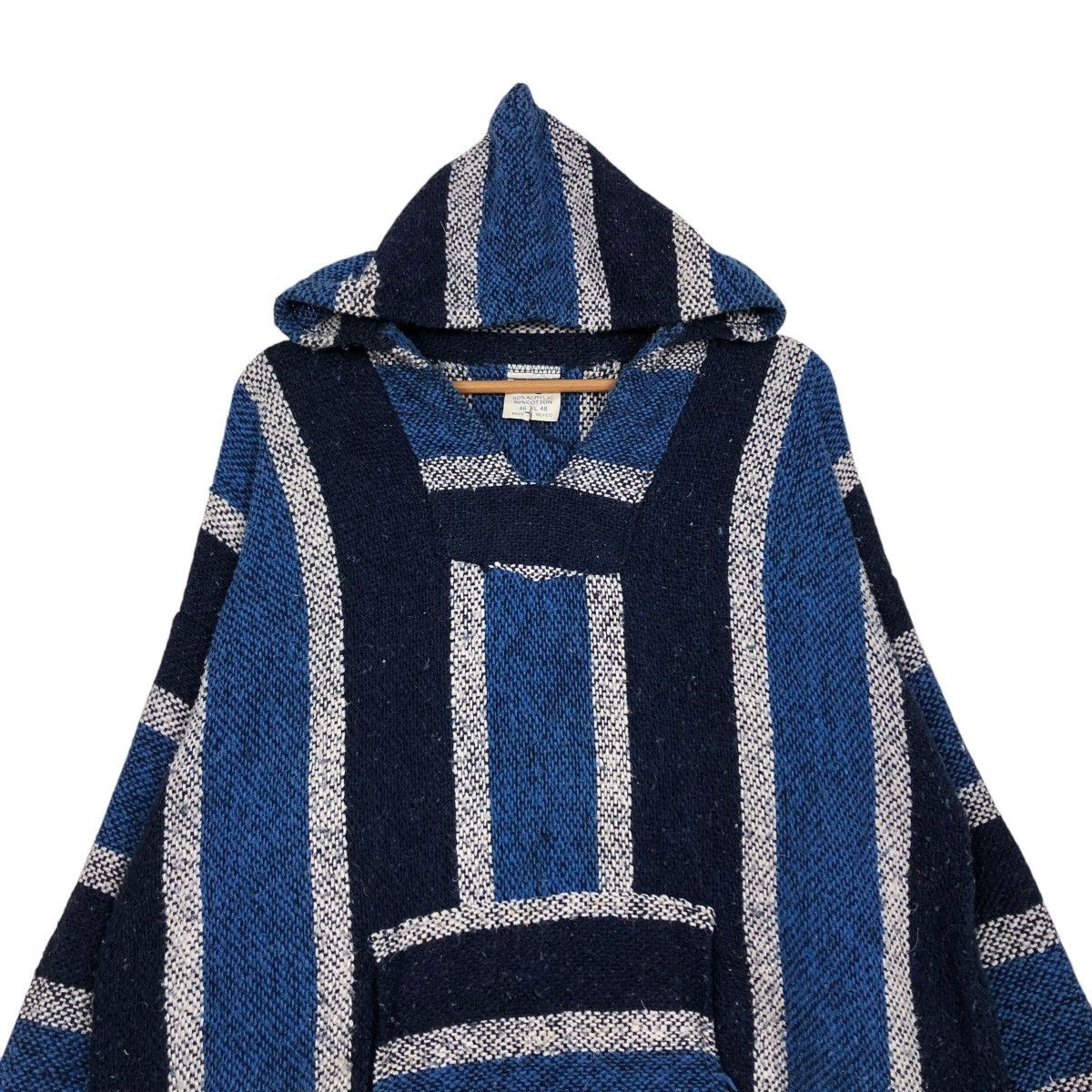 Japanese Brand 🔥VINTAGE BAJA HOODIE STRIPED DESIGN WOOL MEXICO FABRIC Size US XL / EU 56 / 4 - 5 Thumbnail