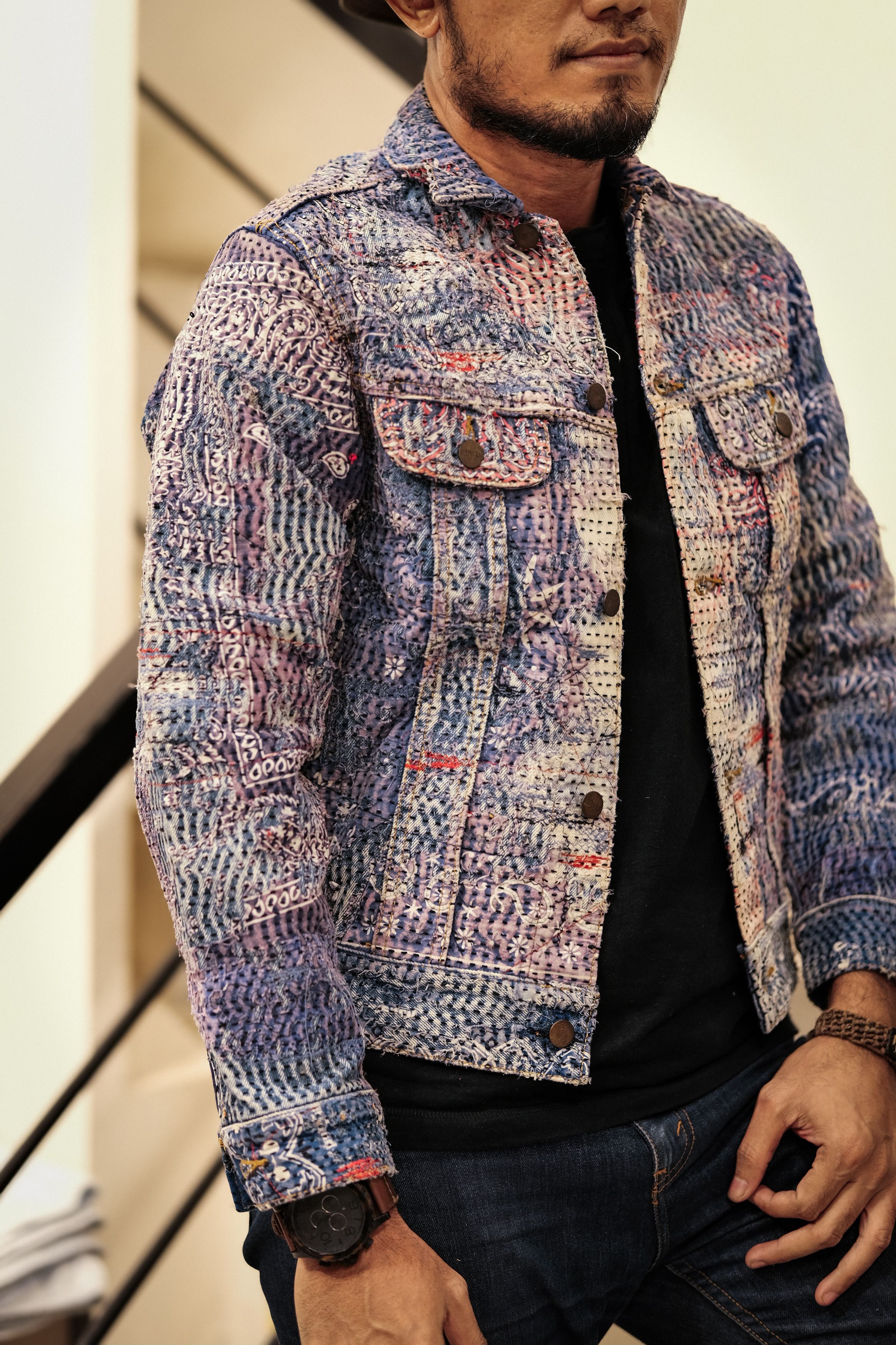 Edwin Edwin Jeans Type 2 Selvedge Custom Sashiko Sorosjacket Size US S / EU 44-46 / 1 - 3 Thumbnail