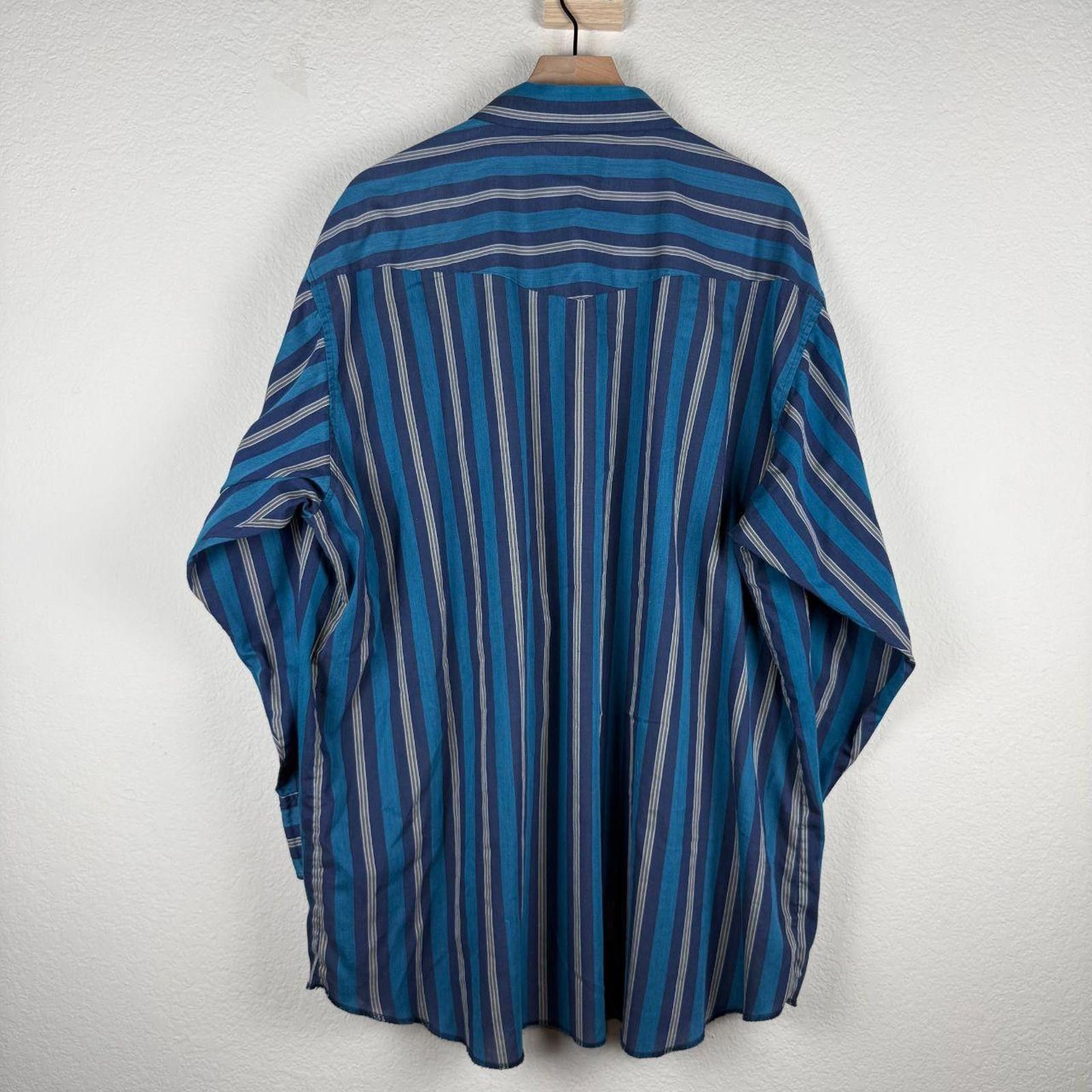 Wrangler Wrangler Shirt Men's X-Long Navy Turquoise Size US XL / EU 56 / 4 - 5 Thumbnail