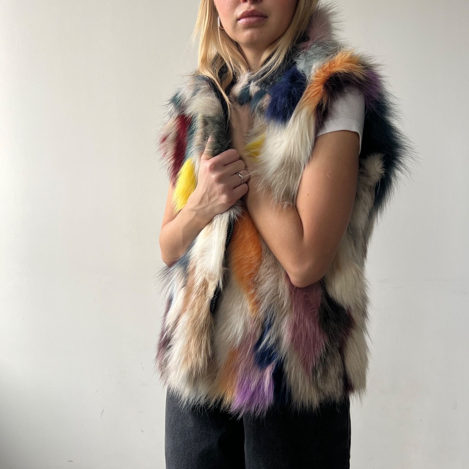 JET SET Jet Set Y2K Faux Fur Fairy Grunge Reversible Vest 9778AC Size S / US 4 / IT 40 - 1 Thumbnail