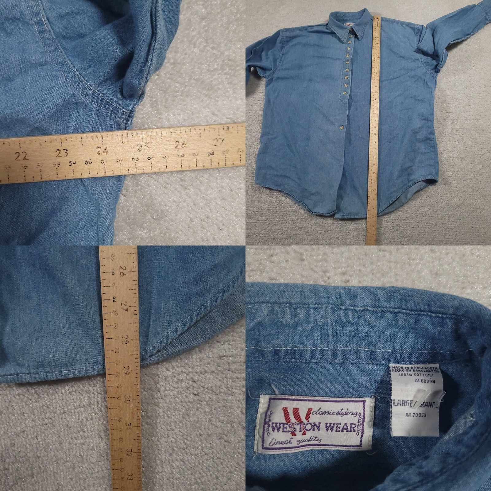 Vintage Weston Wear Shirt Womens Large Blue Denim Long Sleeve Button-Up Western 90s Size L / US 10 / IT 46 - 8 Thumbnail