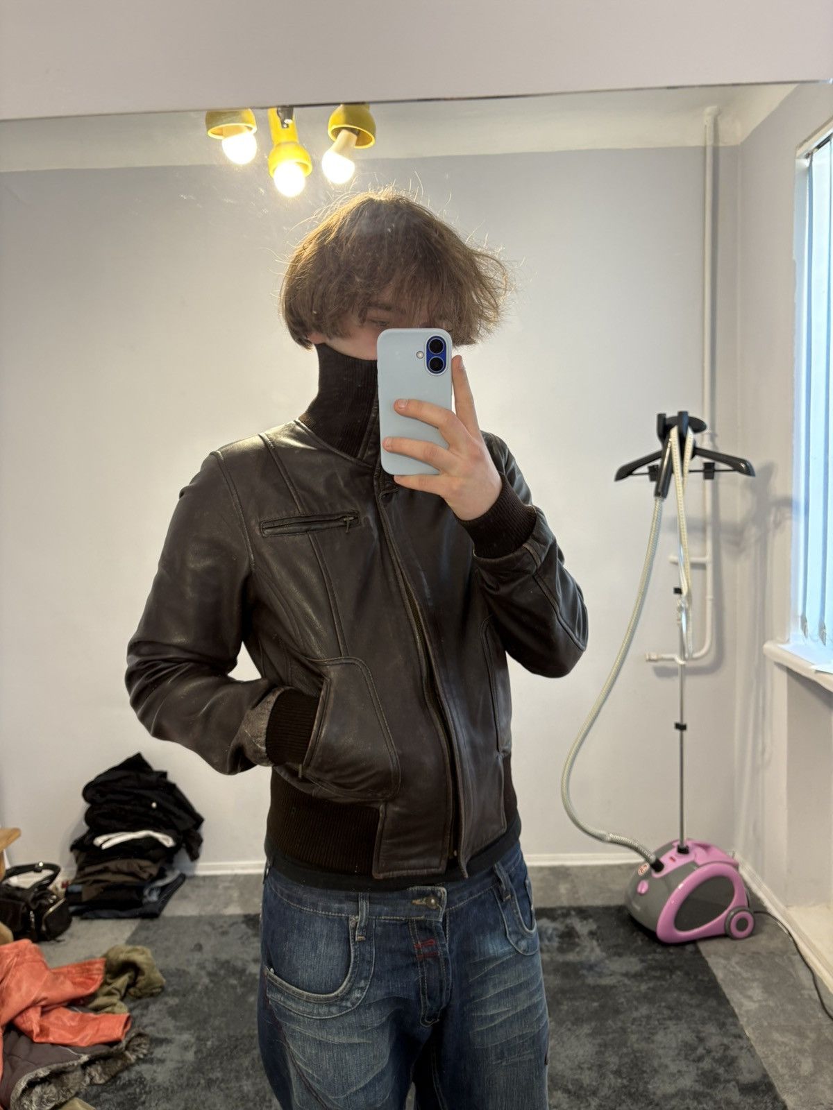 Japanese Brand 00s Vintage Leather Bomber Y2K Jacket Size US S / EU 44-46 / 1 - 9 Thumbnail