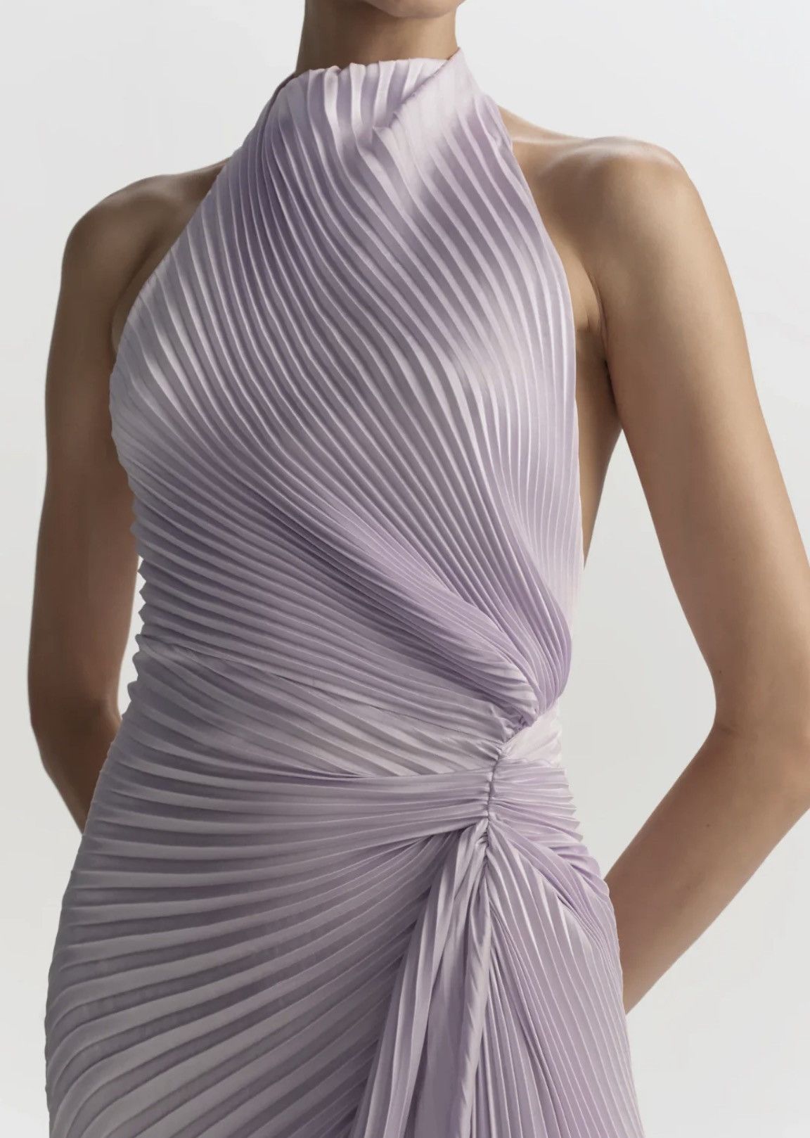 A.L.C. A.L.C Romy Pleated Halter Gown Size S / US 4 / IT 40 - 3 Thumbnail