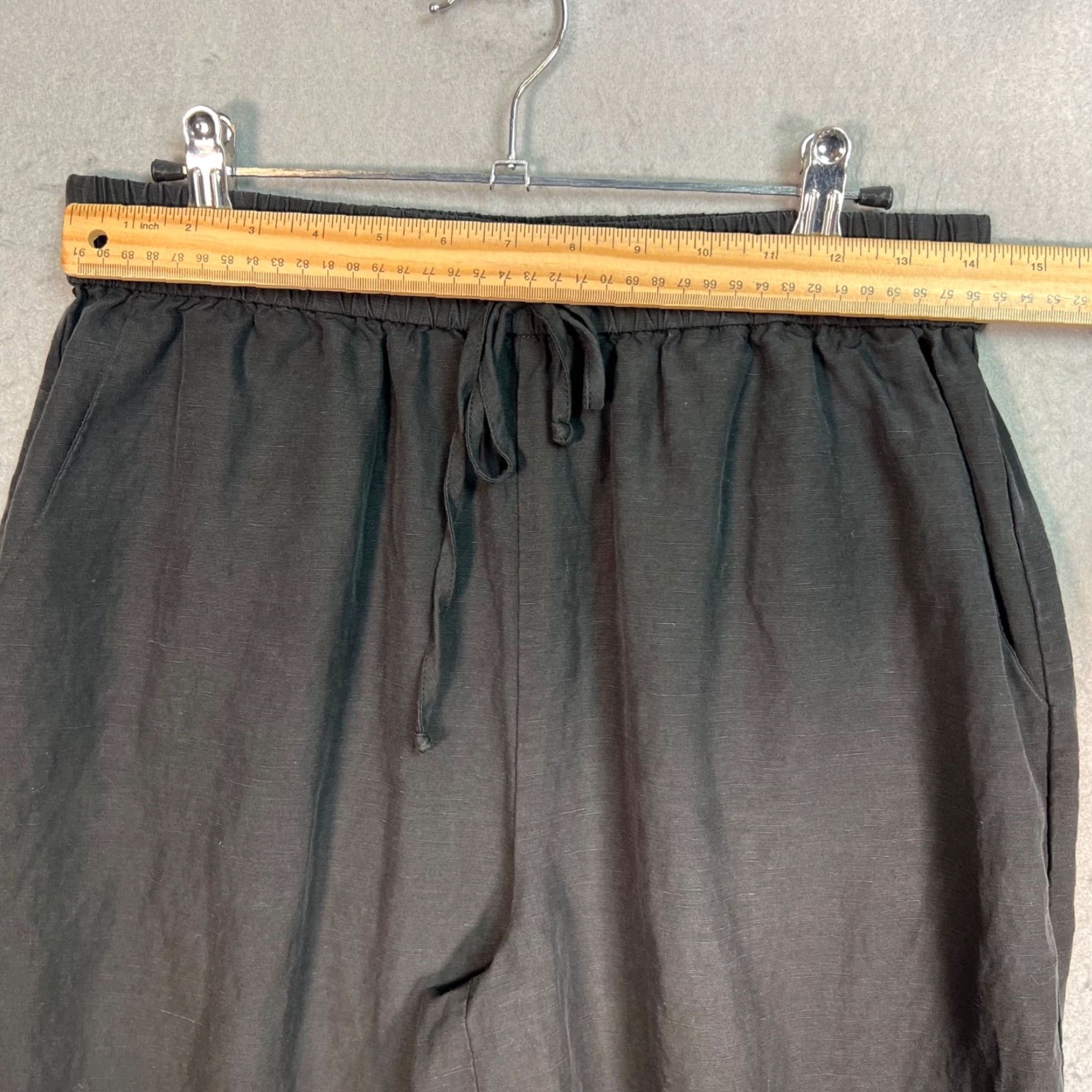 KOBI HALPERIN Kobi Halperin Womens Pants Wide-Leg Linen-Blend Black Medium Cropped High Rise Inseam 26 in Size 32" / US 10 / IT 46 - 6 Thumbnail