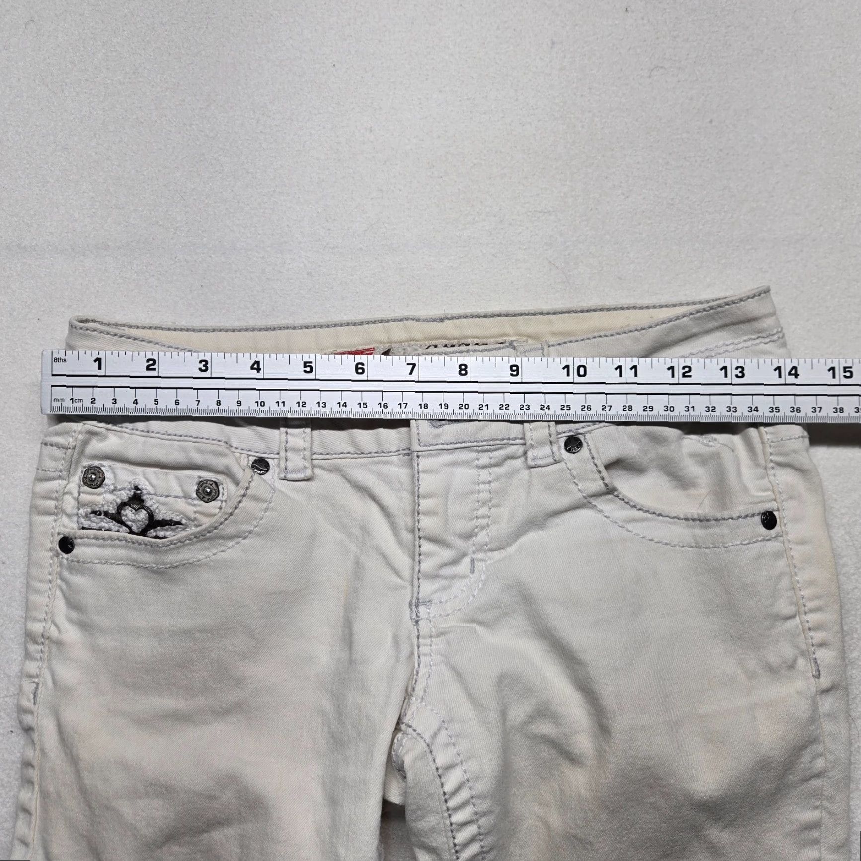 Denime Grane White Denim Jeans Straight Junior Size 1 Size 25" / US 0 / IT 36 - 5 Thumbnail