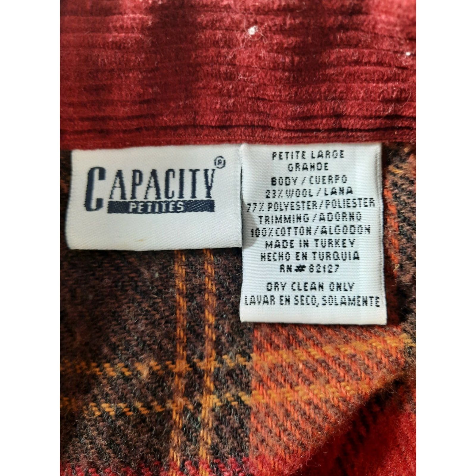 Vintage VINTAGE Capacity Jacket Shirt Coat Plaid Wool Corduroy Red PL Large Petite Womens Size L / US 10 / IT 46 - 3 Thumbnail